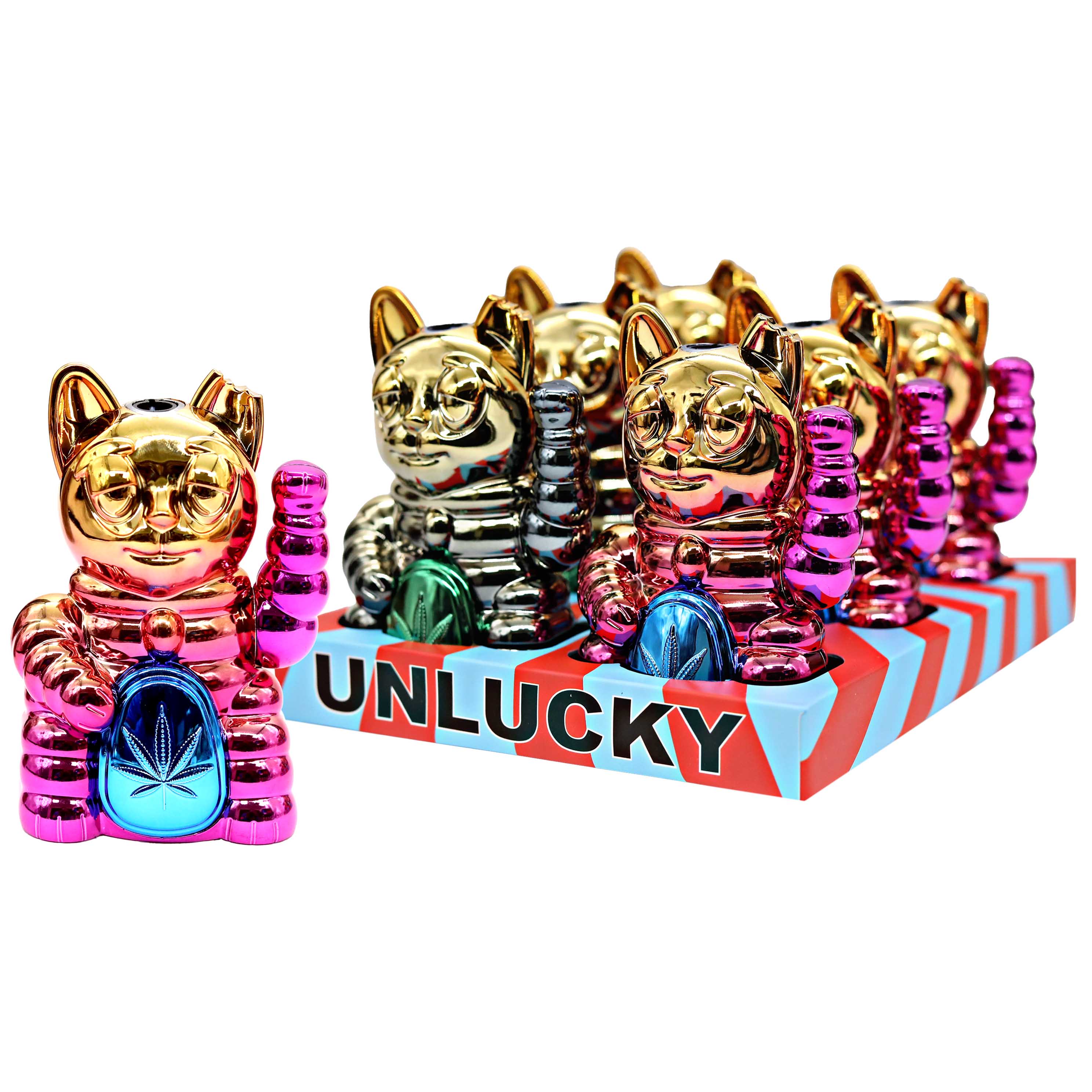 Gold Plated Cat With Leaf Torch Lighters (19035) | 6 Count Display product image