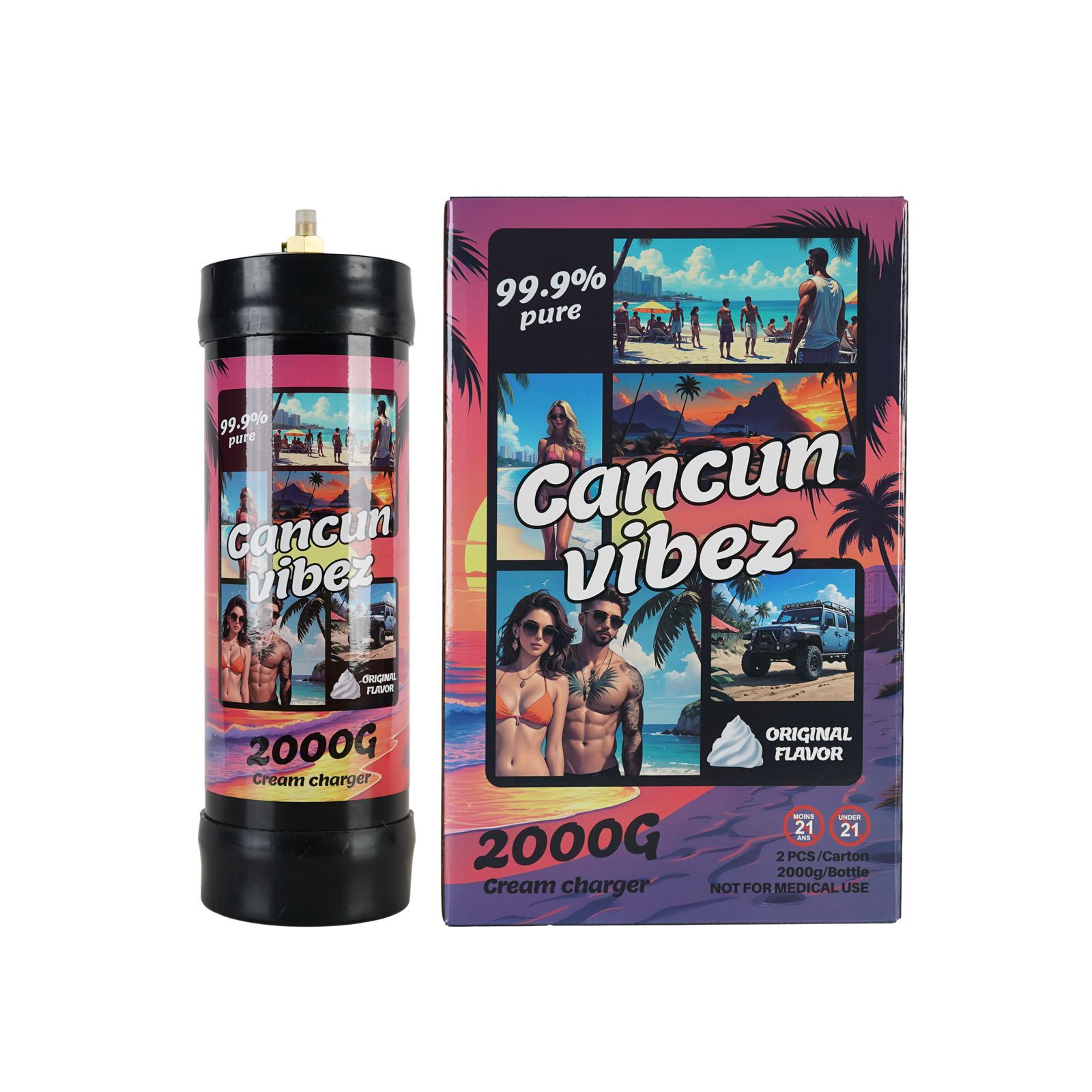 Cancun Vibez Nitrous Oxide | 3.3 Litre | 2000 Grams | 2 Count Per Case product image