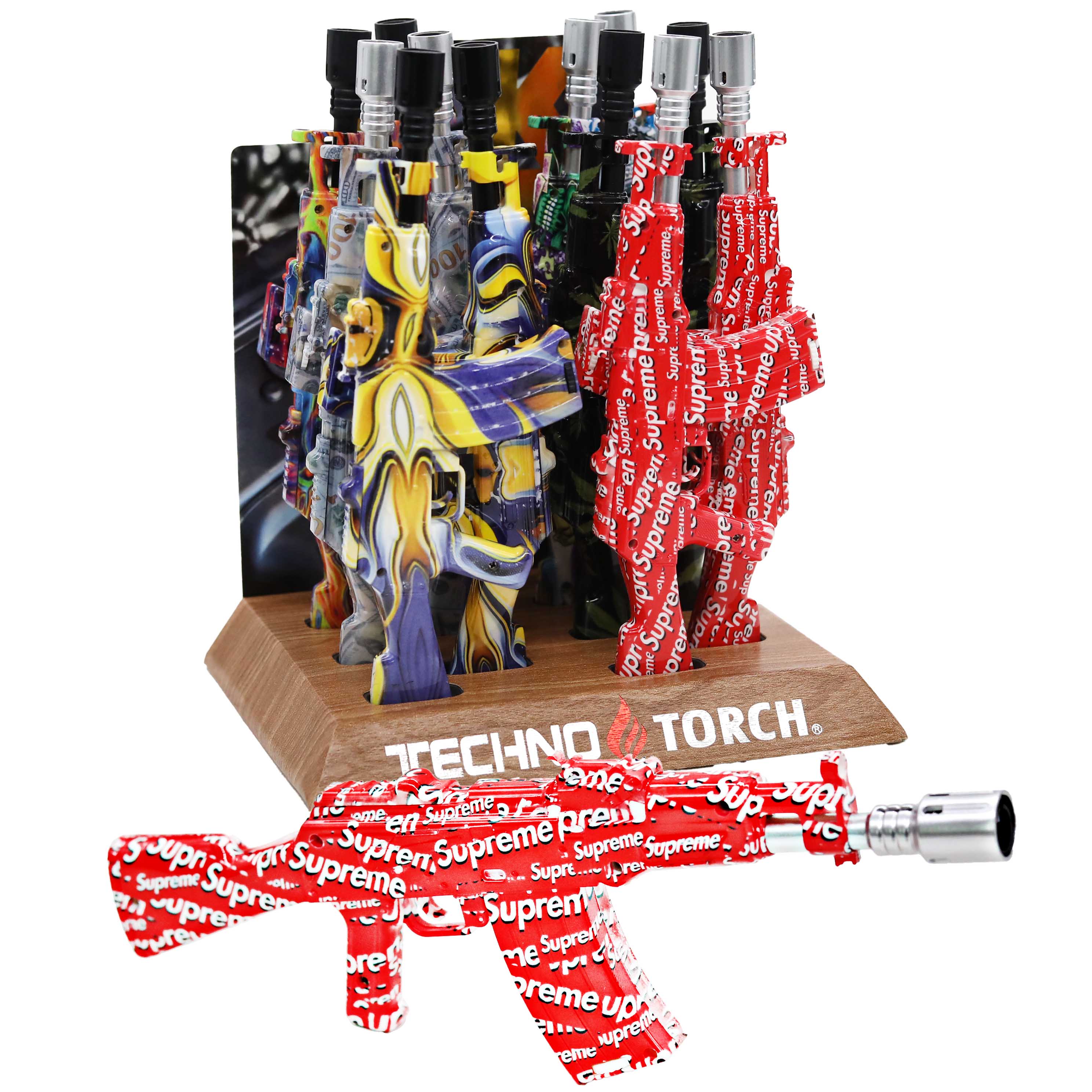 Techno AK-47 Torch Lighters (21064T-A) | 12 Count Display | Assorted Designs product image