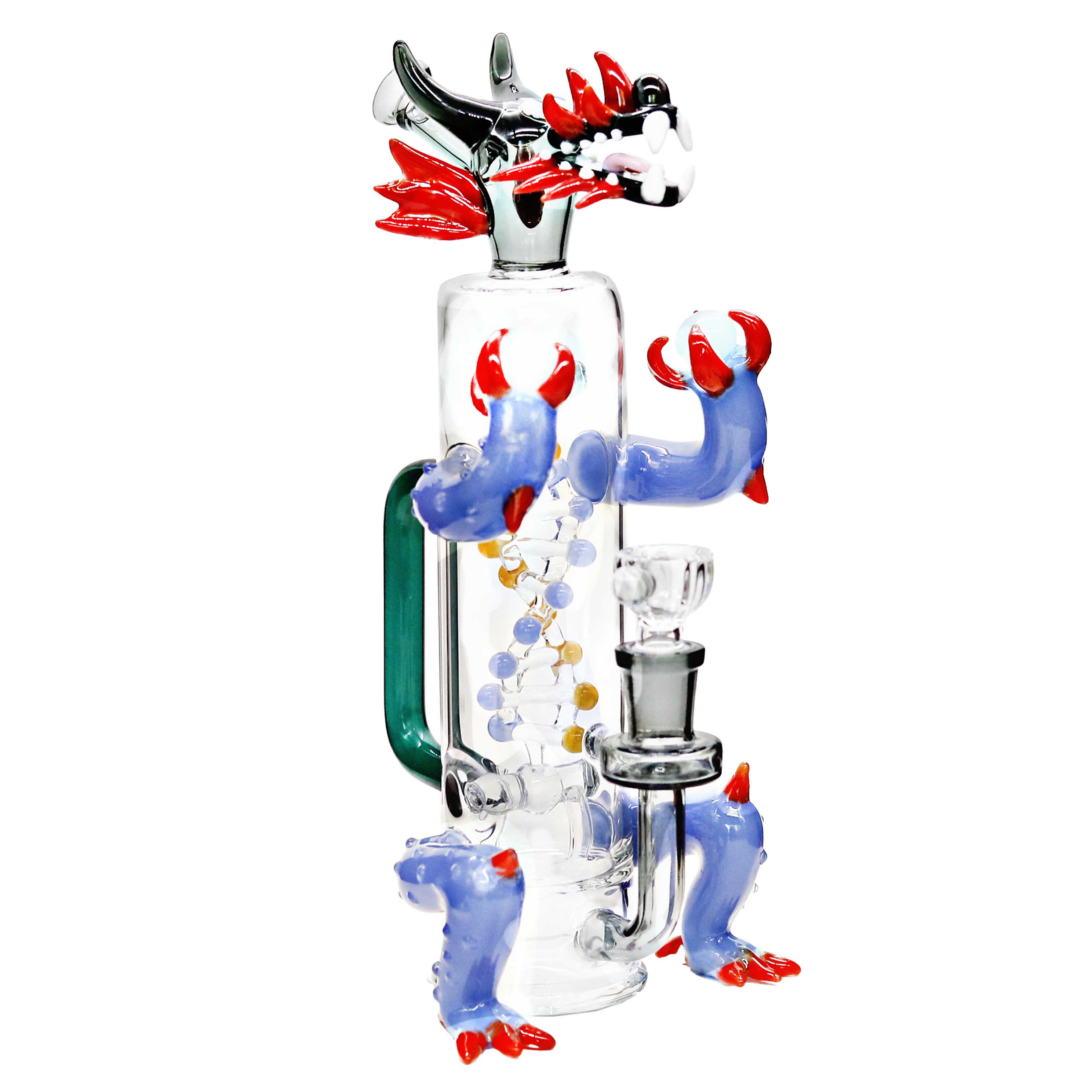 Dragon With DNA Perc Cylindrical Waterpipe (30010) | 10 Inch | Assorted Colors product image