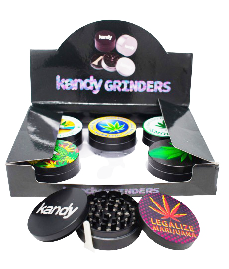 Kandy Mixed Designs 4 Part Metal Grinder | 63mm | Assorted Colors product image