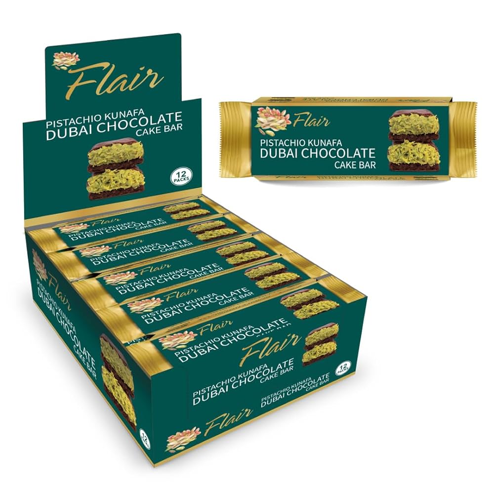 Flair Premium Dubai Chocolate Cake Bar | 660 Grams | 12 Count Dispaly product image