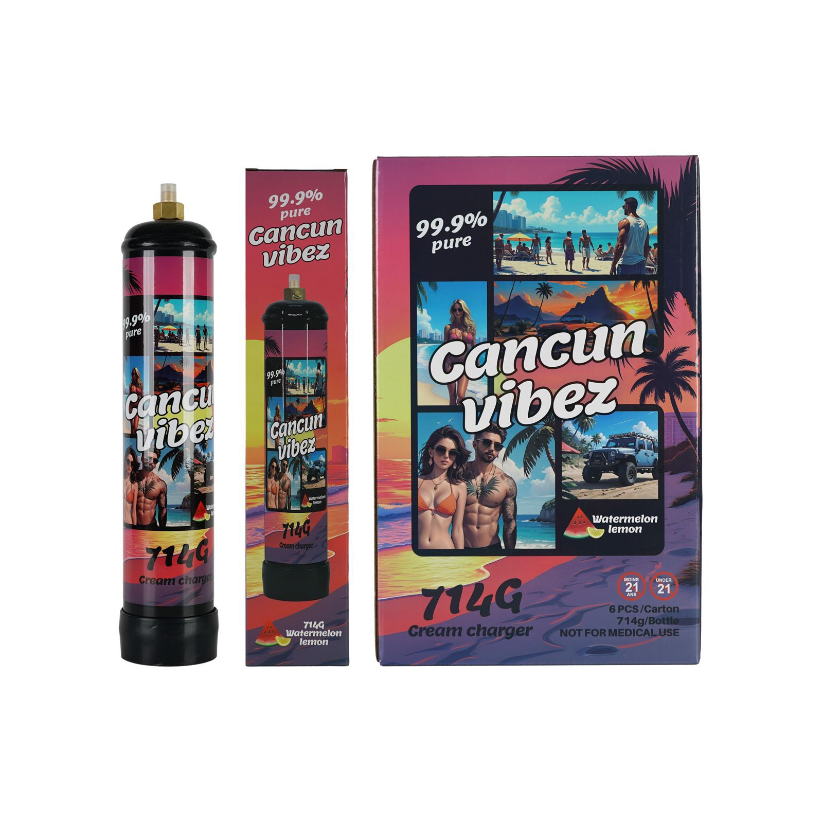 Cancun Vibez Nitrous Oxide | 1.05 Litre | 714 Grams | 6 Count Per Case product image
