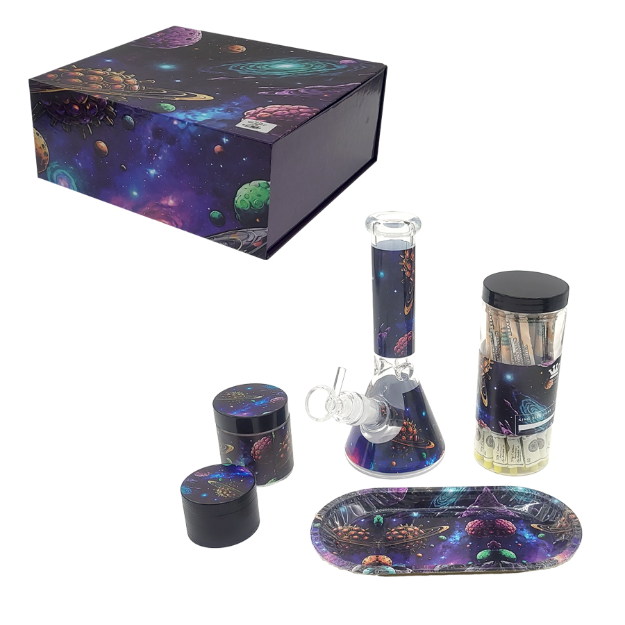 7 Piece Tray, Grinder, Jar, Ashtray And Beaker Waterpipe Set | Assorted Designs product image