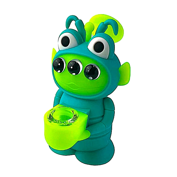 3 Eyed Alien Frog Silicone Waterpipe (SL5103) | 6 inches product image