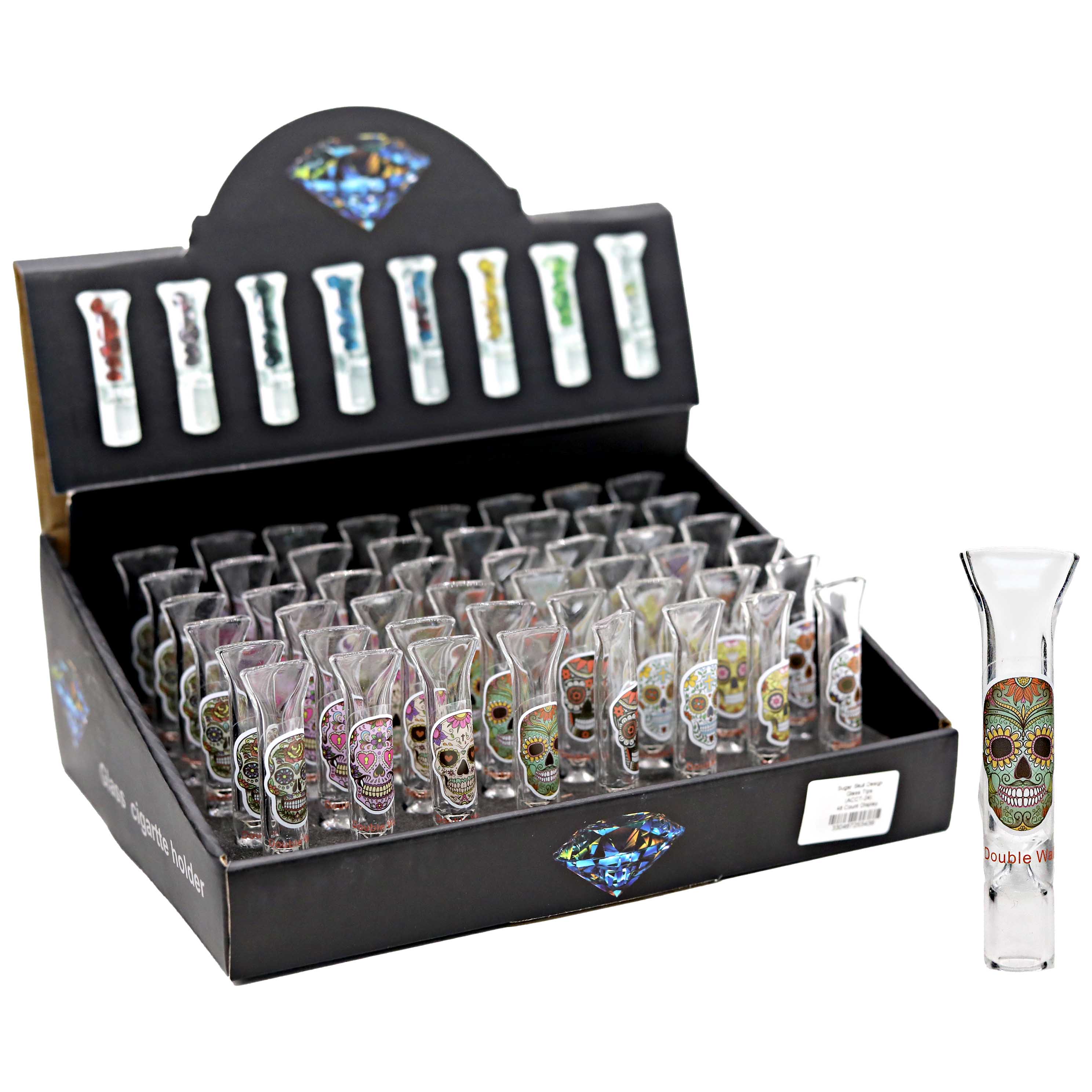 Sugar Skull Design Glass Tips (ACCT-24) | 48 Count Display product image