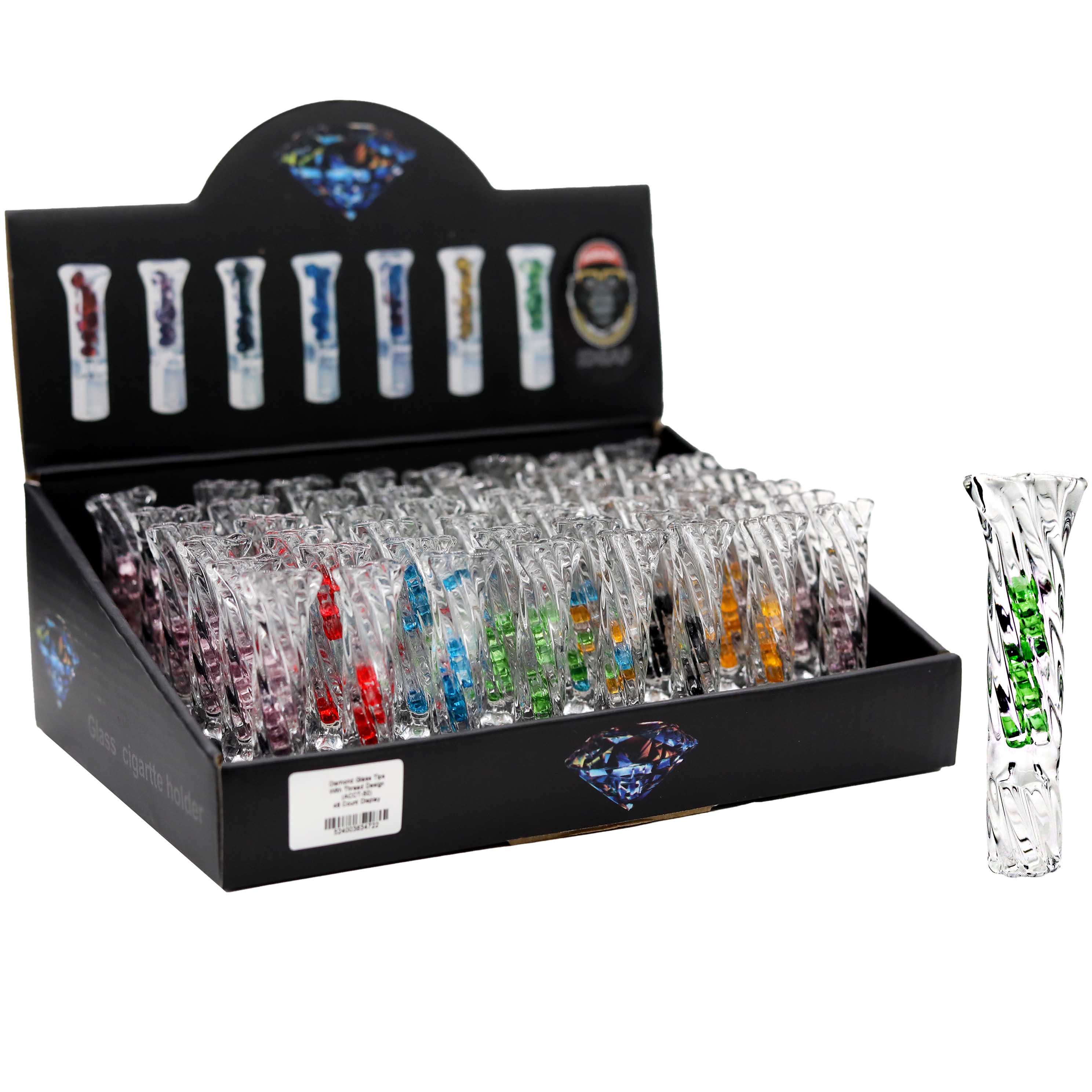 Diamond Glass Tips With Thread Design (ACCT-50) | 48 Count Display product image