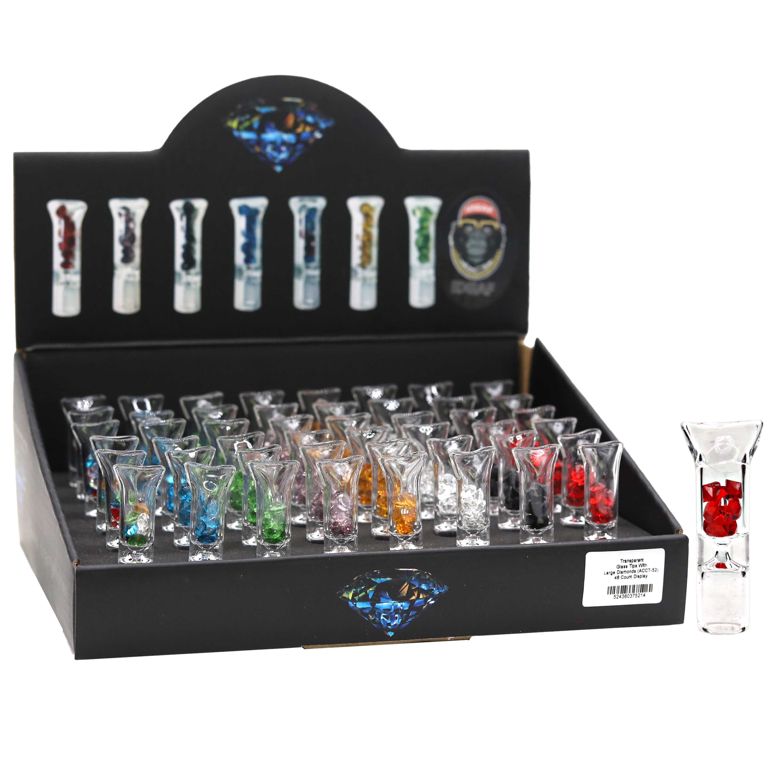 Transparent Glass Tips With Large Diamonds (ACCT-52) | 48 Count Display product image