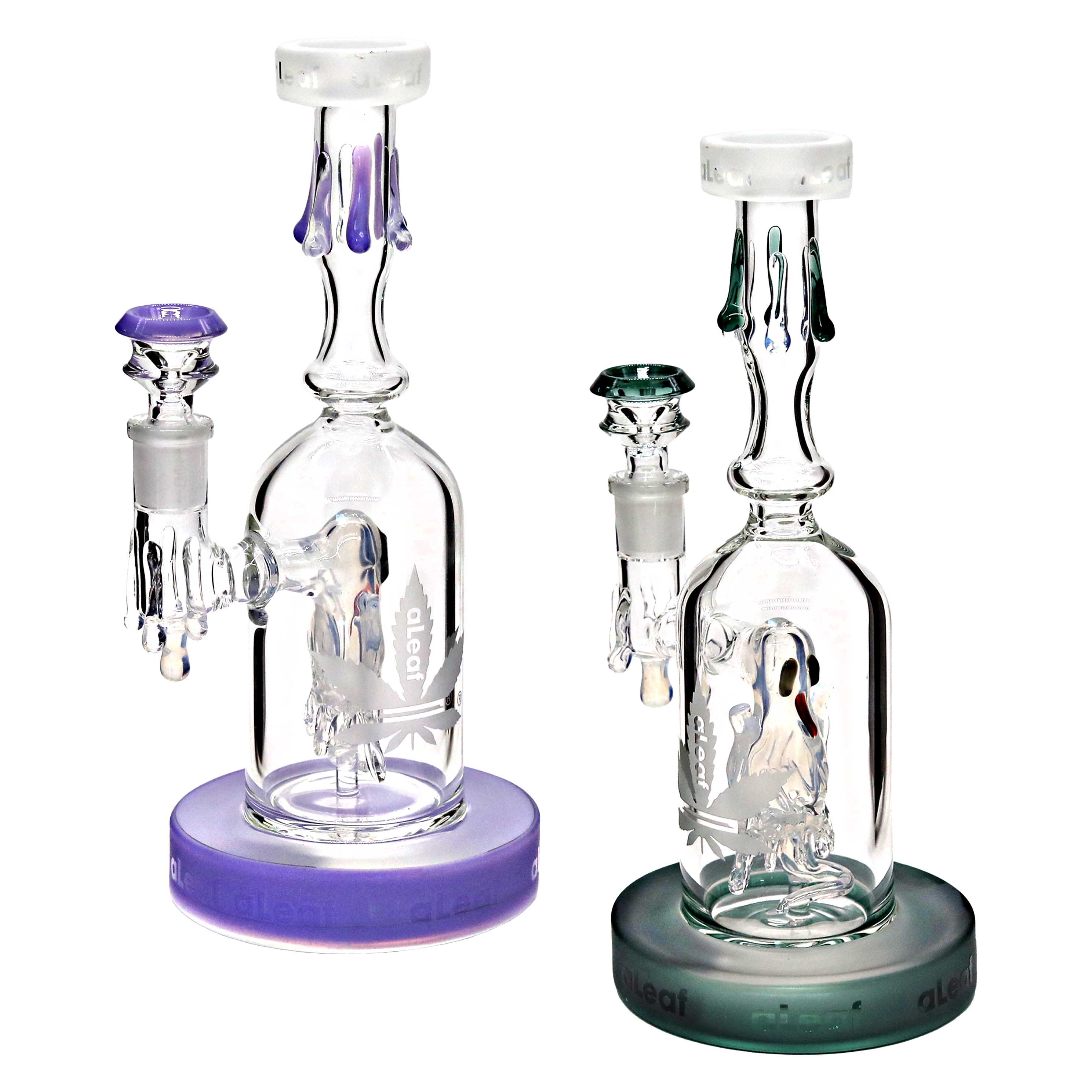 Aleaf Dripping Head With Slyme Base Trippy Ghost Perc Waterpipe (AL2092) | 9.5 inches | Assorted Colors product image