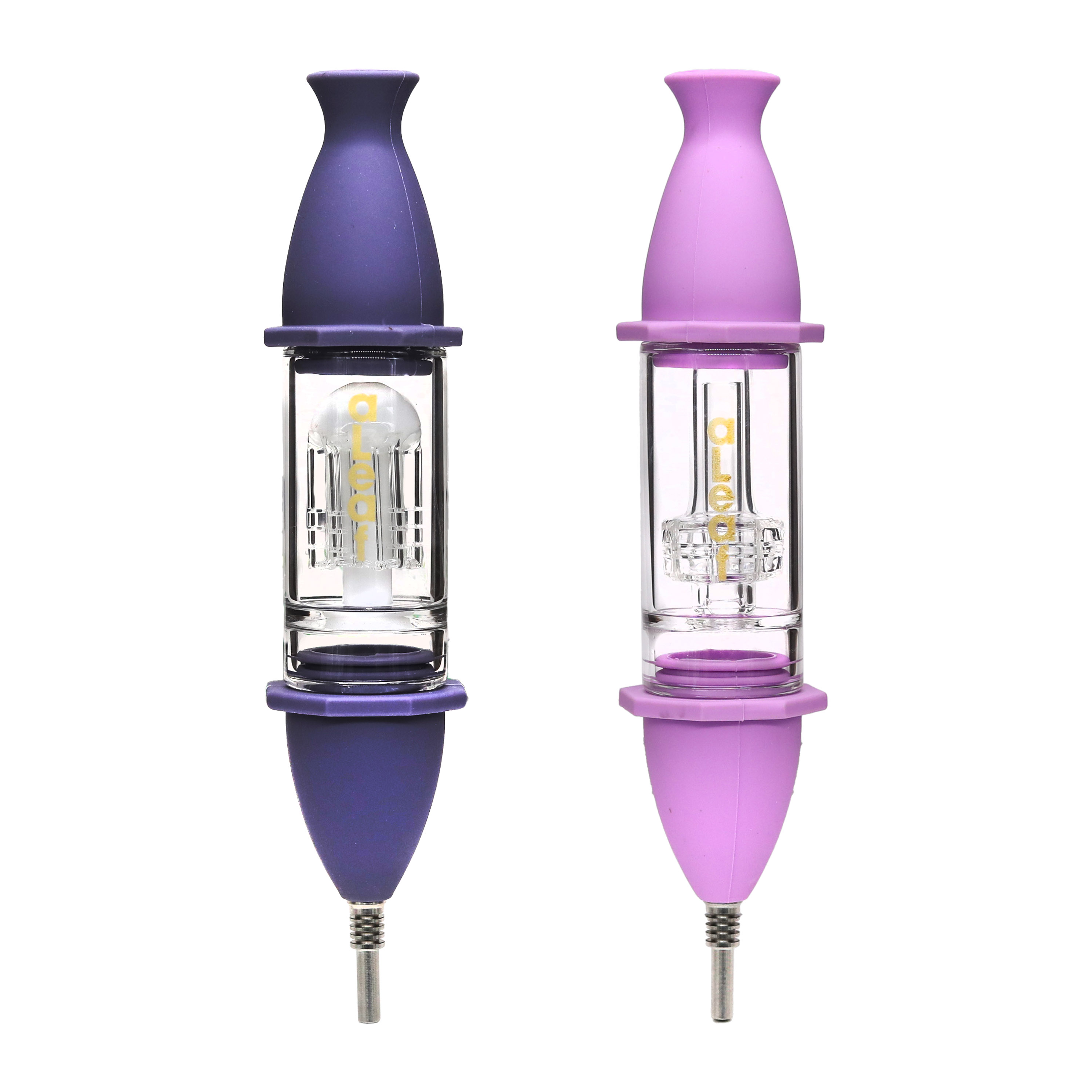 ALeaf Silicone Matrix Perc Nectar Collector with Titanium Nail (SL122C) | 7.5 inch | Assorted Colors product image
