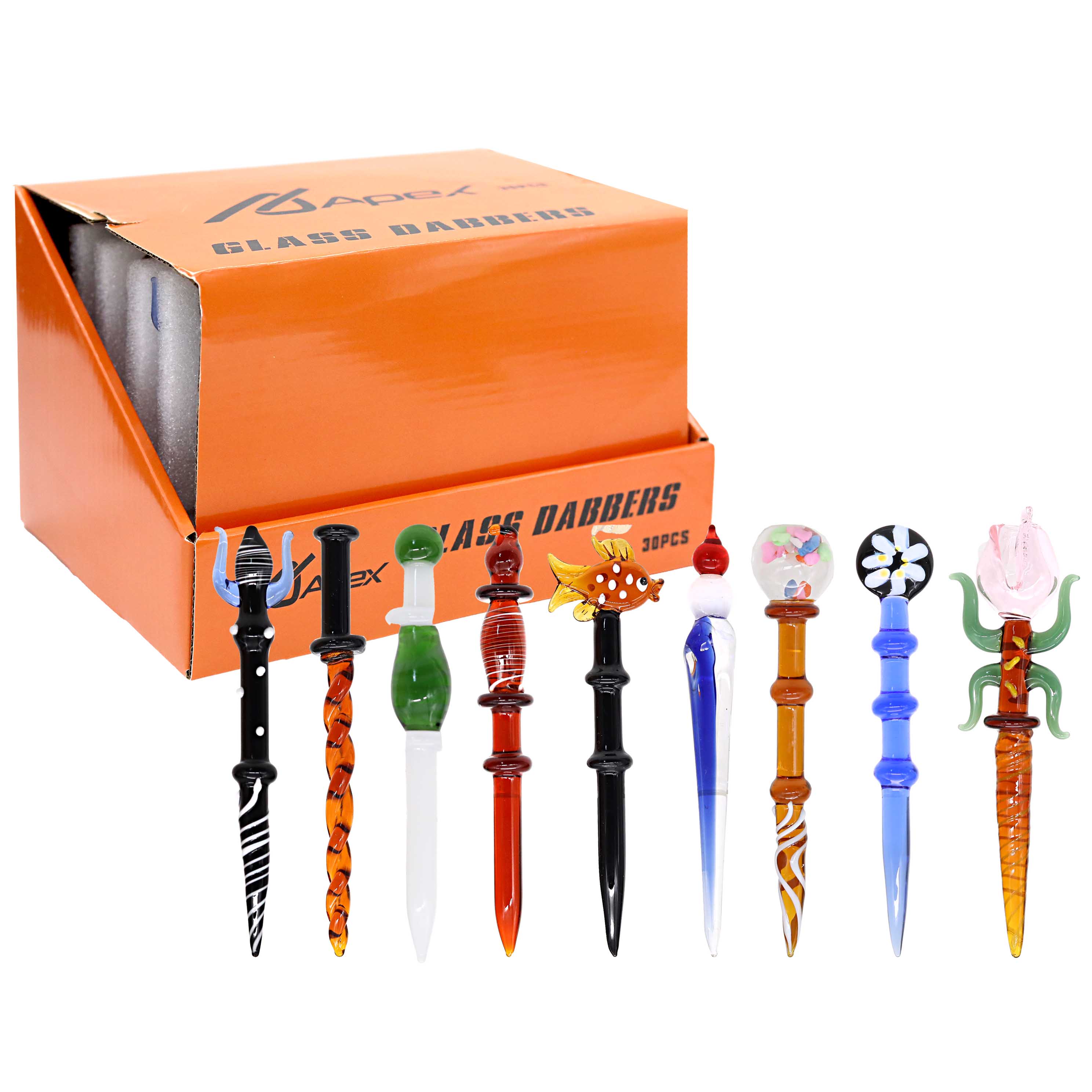 APEX Mixed Design Spiral Glass Dabber (DB-44) | Assorted Colors product image