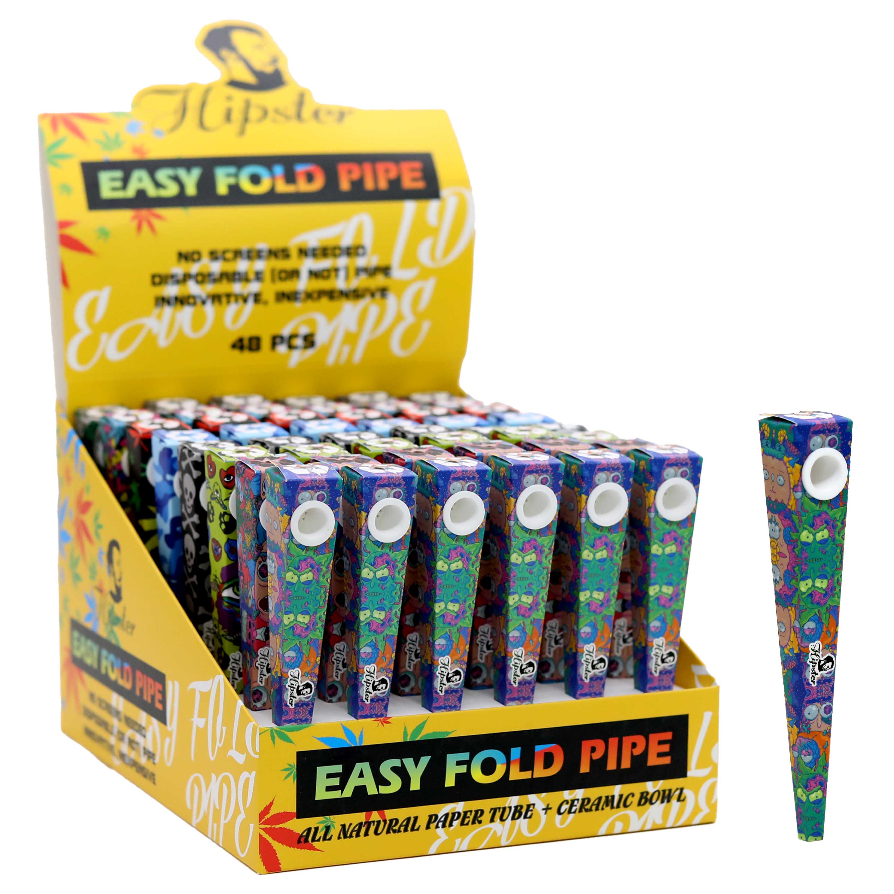 Hipster Easy Fold Pipes (ART3488) | 48 Count Display | Assorted Designs product image