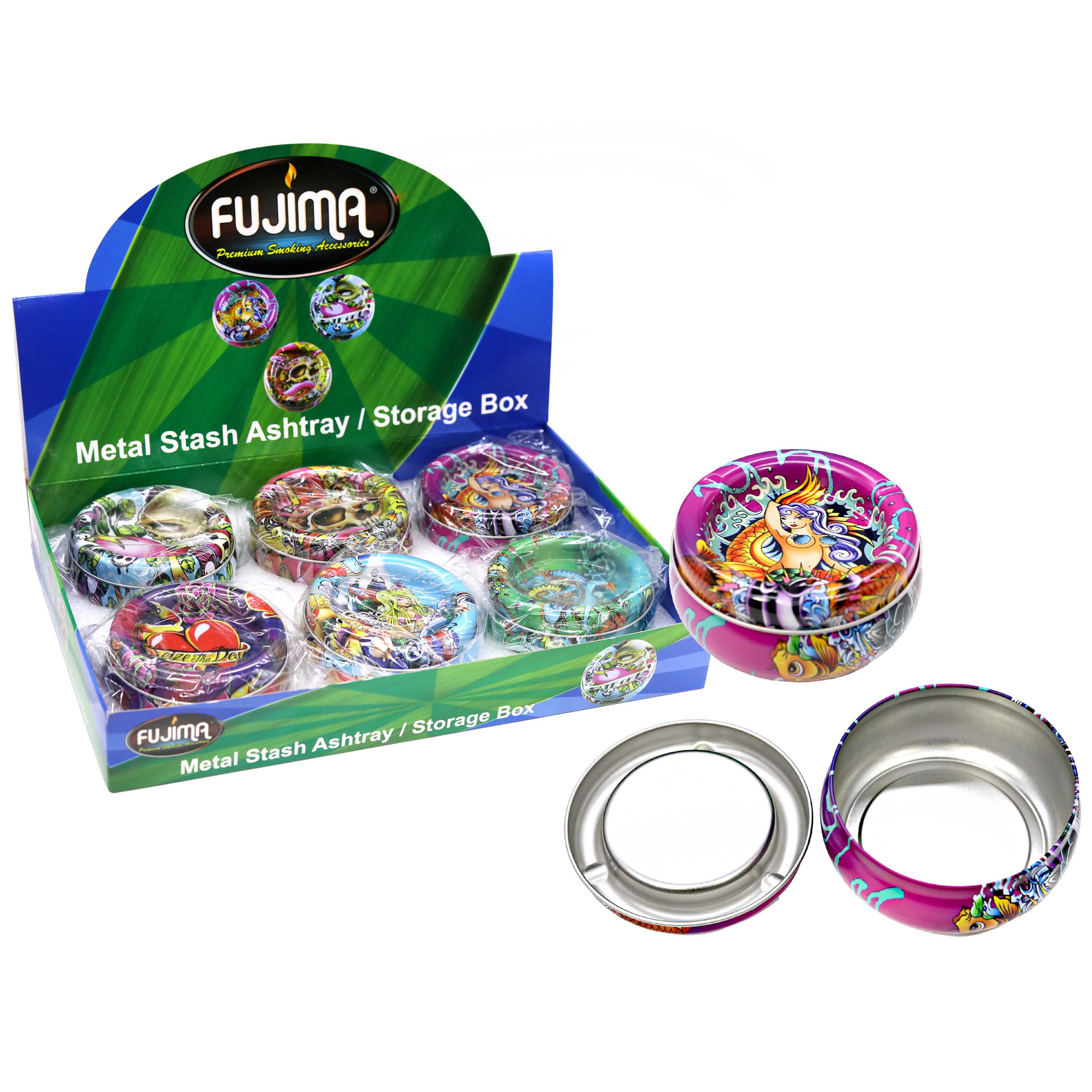 Fujima Mix Character Metal Stash Tray (AS6) | 5 inch | Assorted Designs | 6 Count Display product image