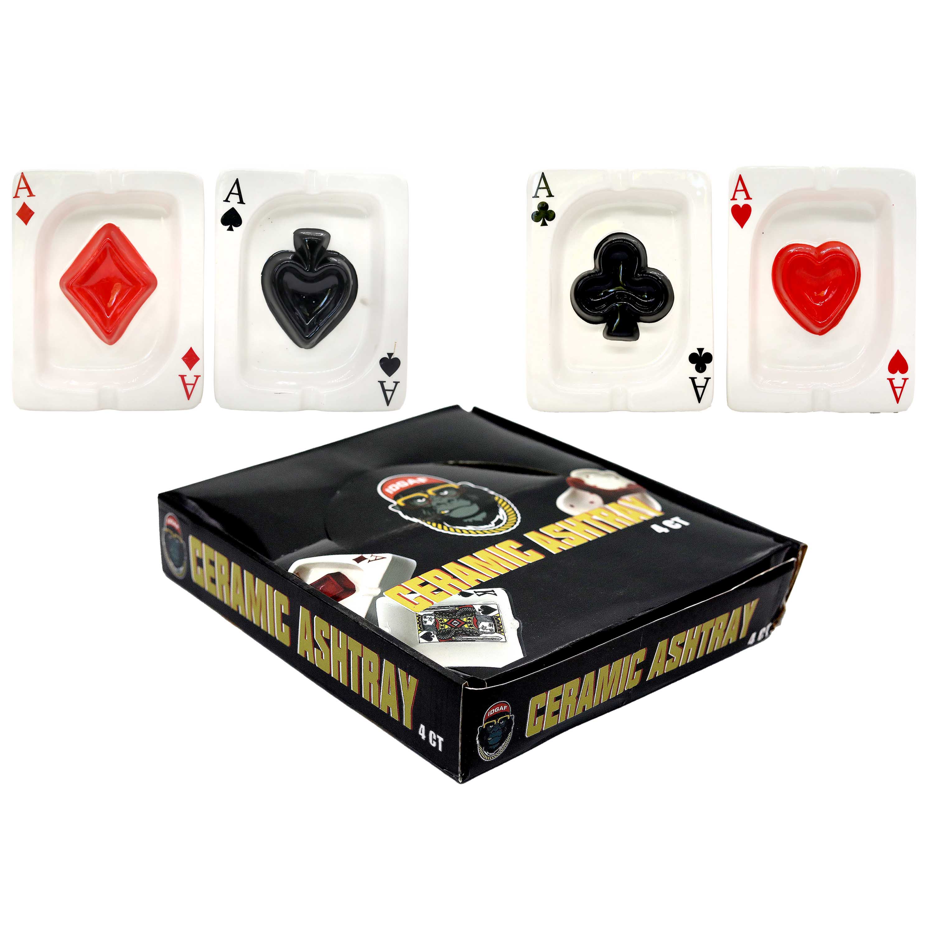 Ceramic Playing Ace Cards Ashtray (ASH101) | 5 inch | 4 Count Display product image