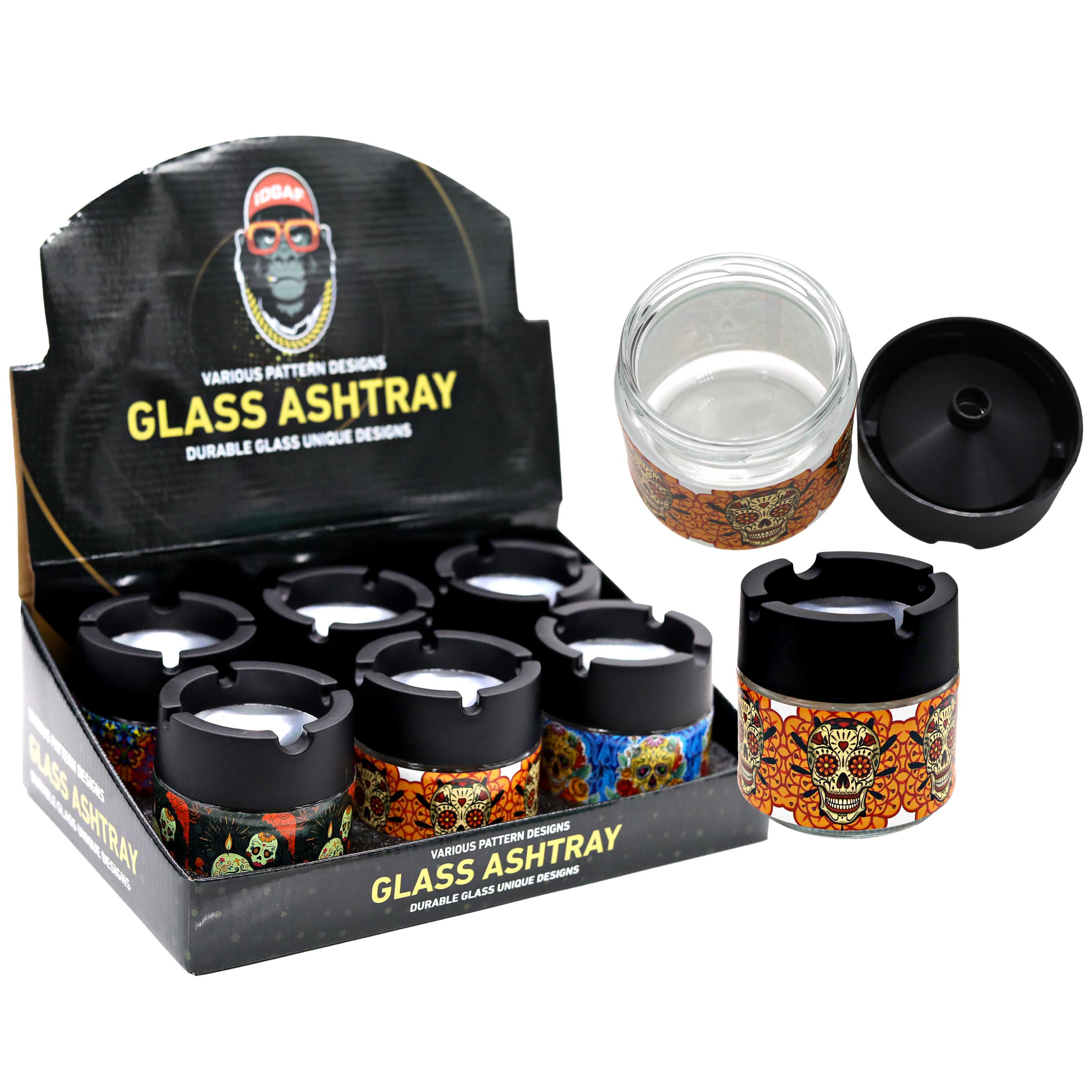 Mixed Designs 2 In 1 Stash Jar And Ashtray (ASH90/92) | 6 Count Display product image