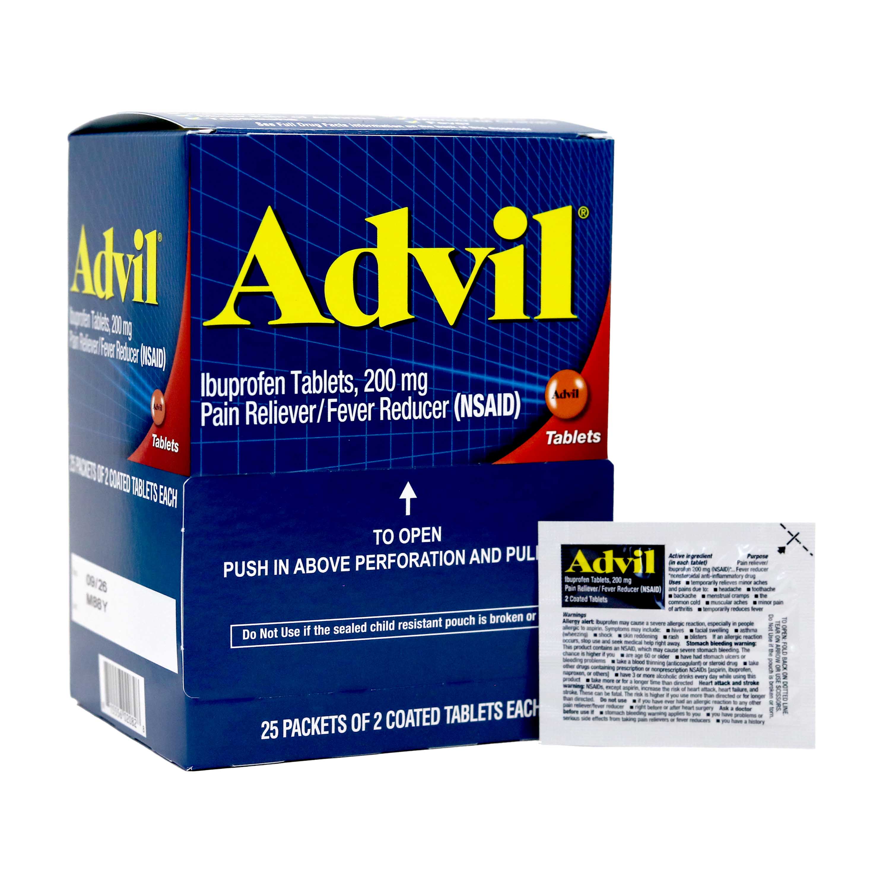 Advil Pain Reliever / Fever Reducer Tablets | 2 Pack | 200mg | 25 Count Display product image