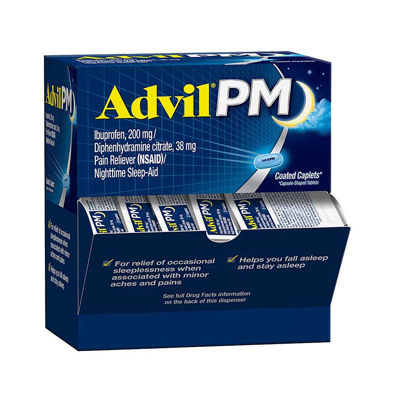 Advil PM Pain Reliever Coated Caplets | 2 Pack | 200mg | 25 Count Display product image