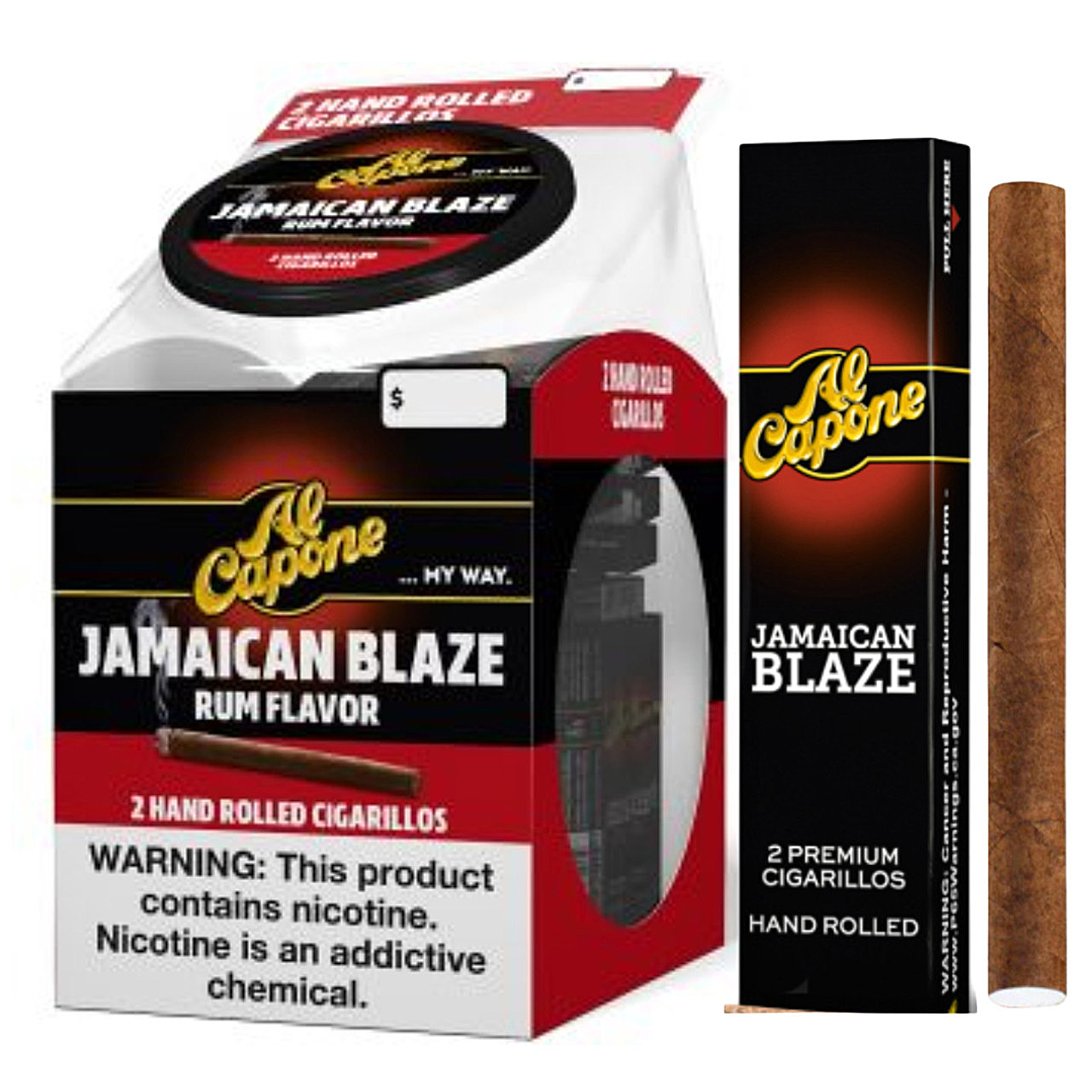 Al Capone 2 Hand Rolled Jamaican Blaze Non Filter Cigarillos | 2 Pack | 60 Count Display product image