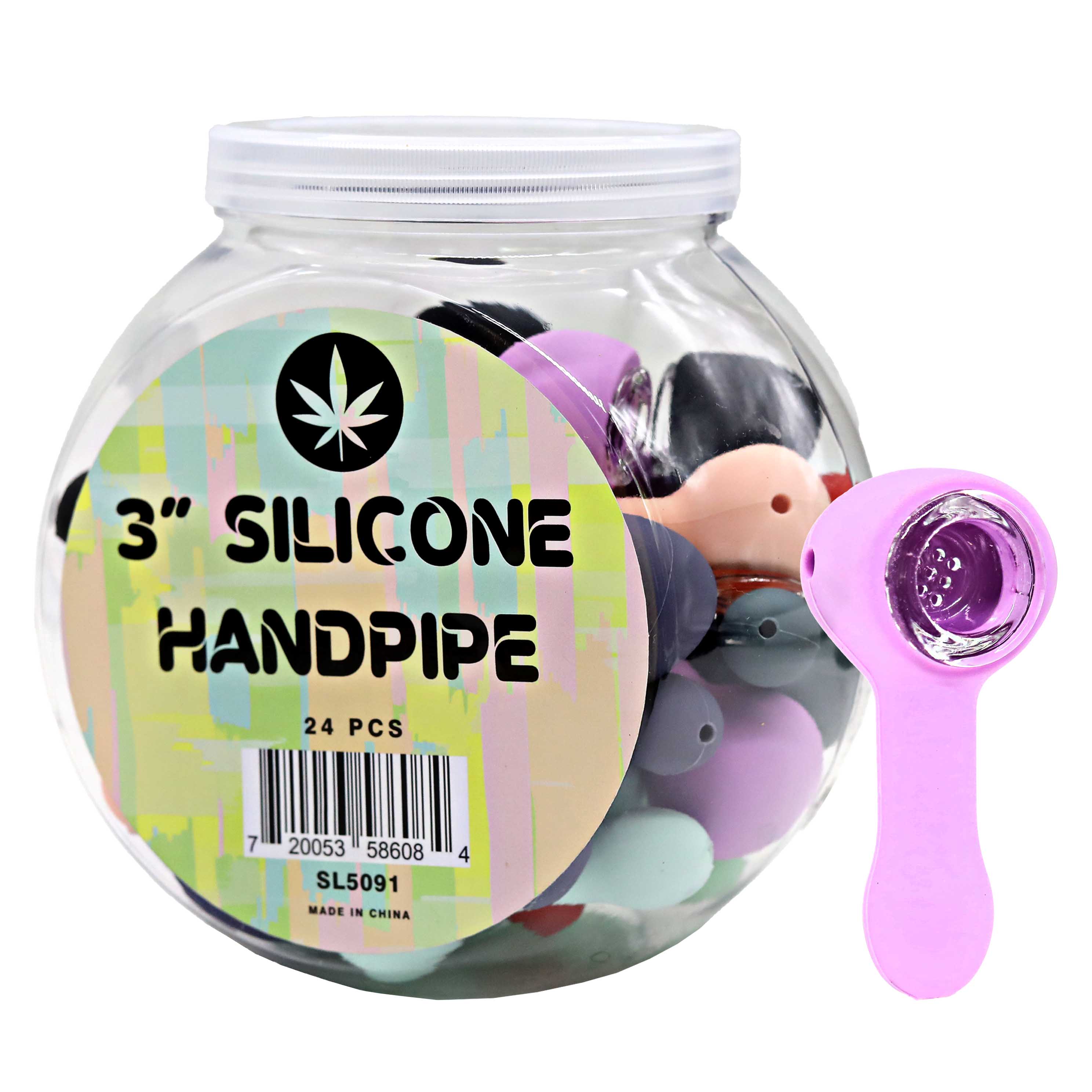 ALeaf Silicone Bubble Handpipe (SL5091) | 24 Count Jar | Assorted Colors product image