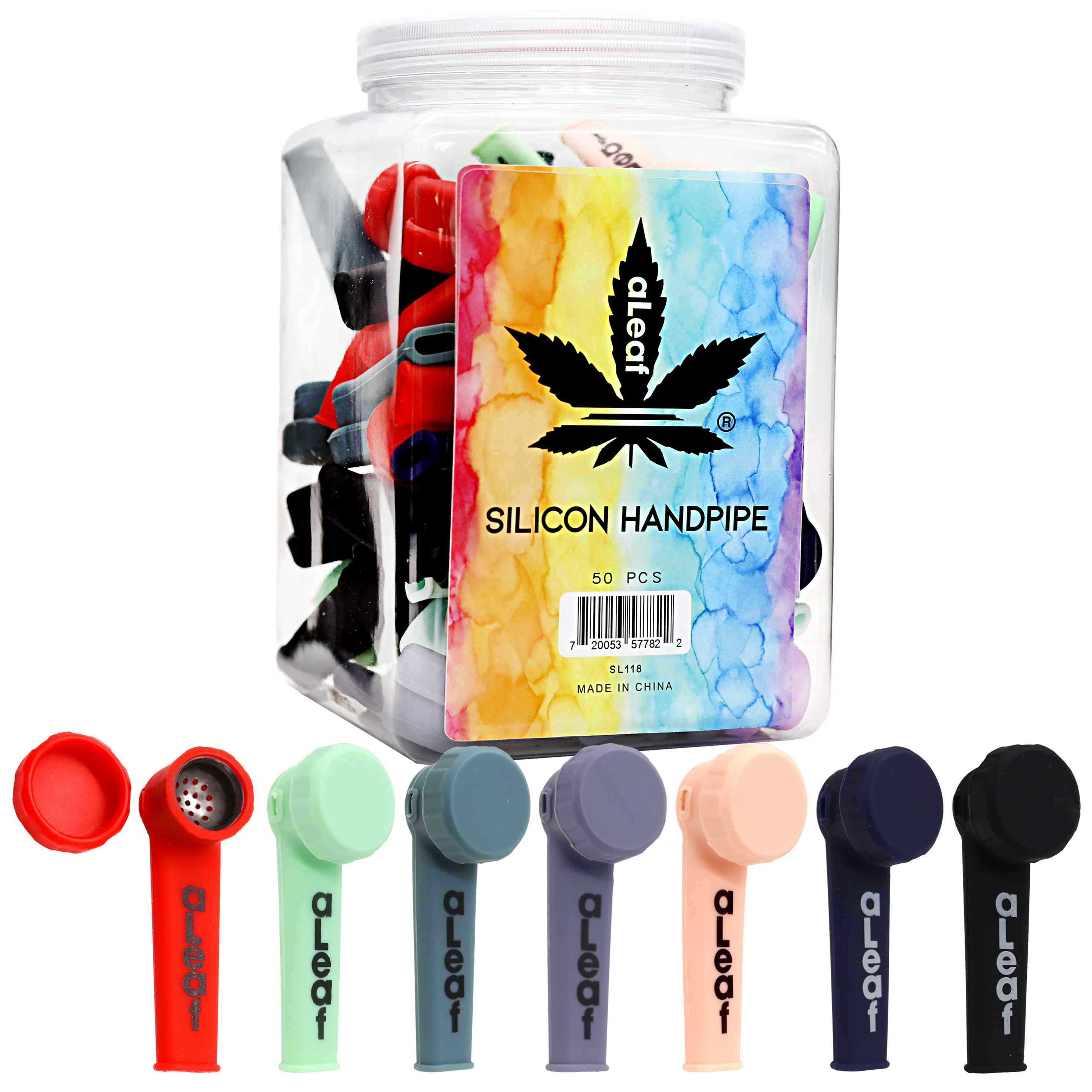 Silicone Glow In The Dark Sherlock Handpipe (SL118A) | 3.5 inch | Assorted Colors | 50 Count Jar product image