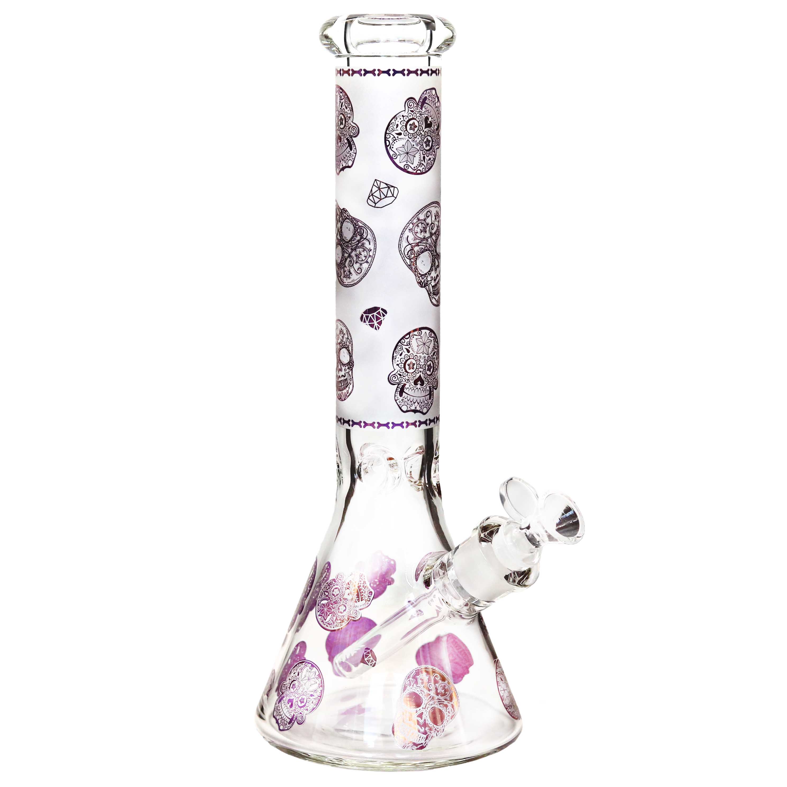 Frosted Look Skull Design Beaker Waterpipe (BB-052) | 15 inch | Assorted Colors product image