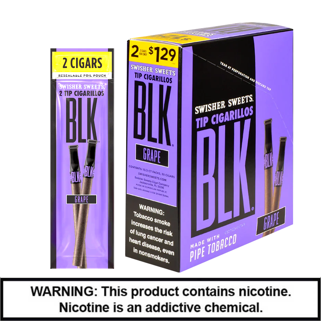 Swisher Sweets Rolled Cigars (2 For $1.29) | 2 Pack | 30 Count Display | BLK Grape product image