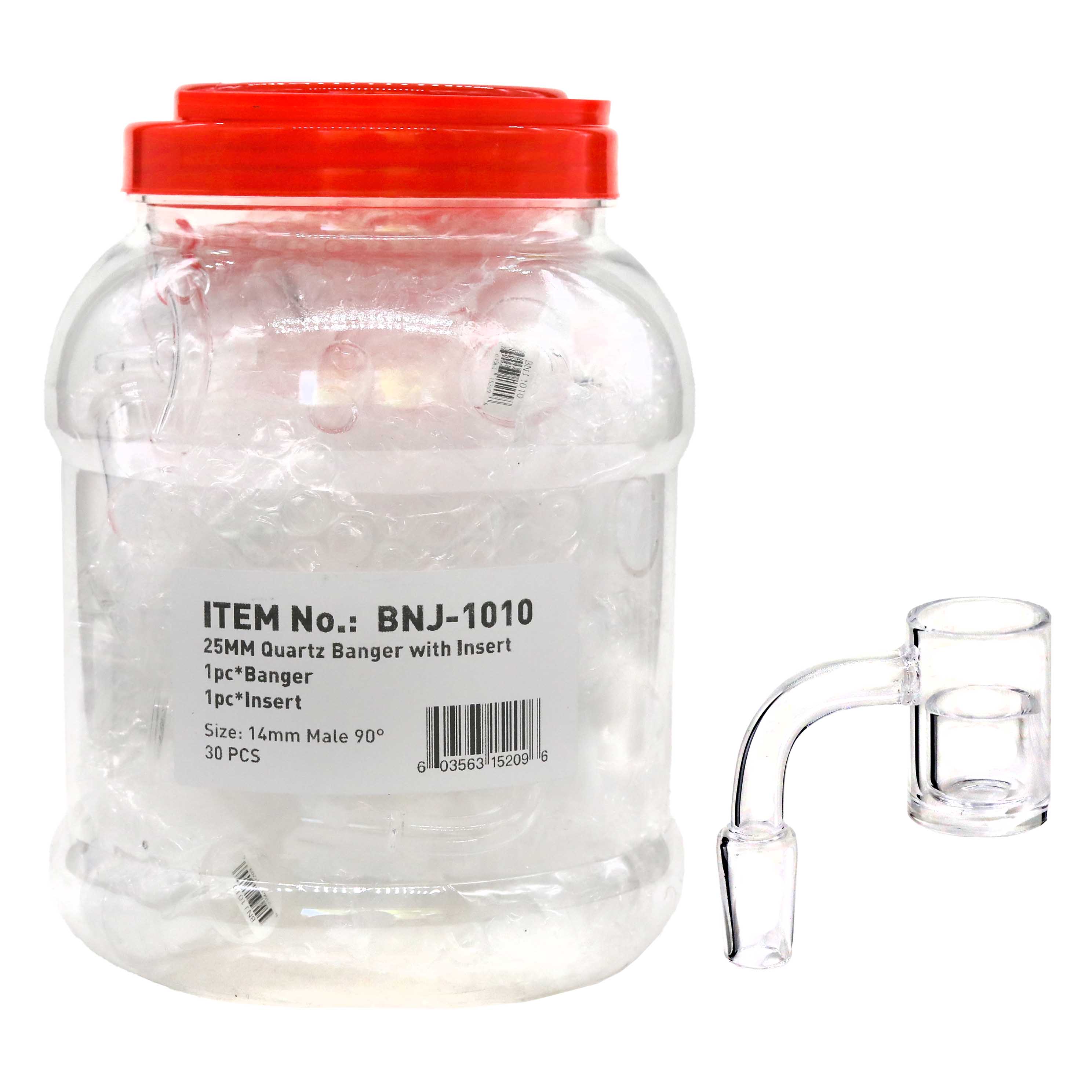 25mm Inserted 90 Degree Quartz Banger (BNJ-1010) | 14mm | Male | 30 Count Display product image