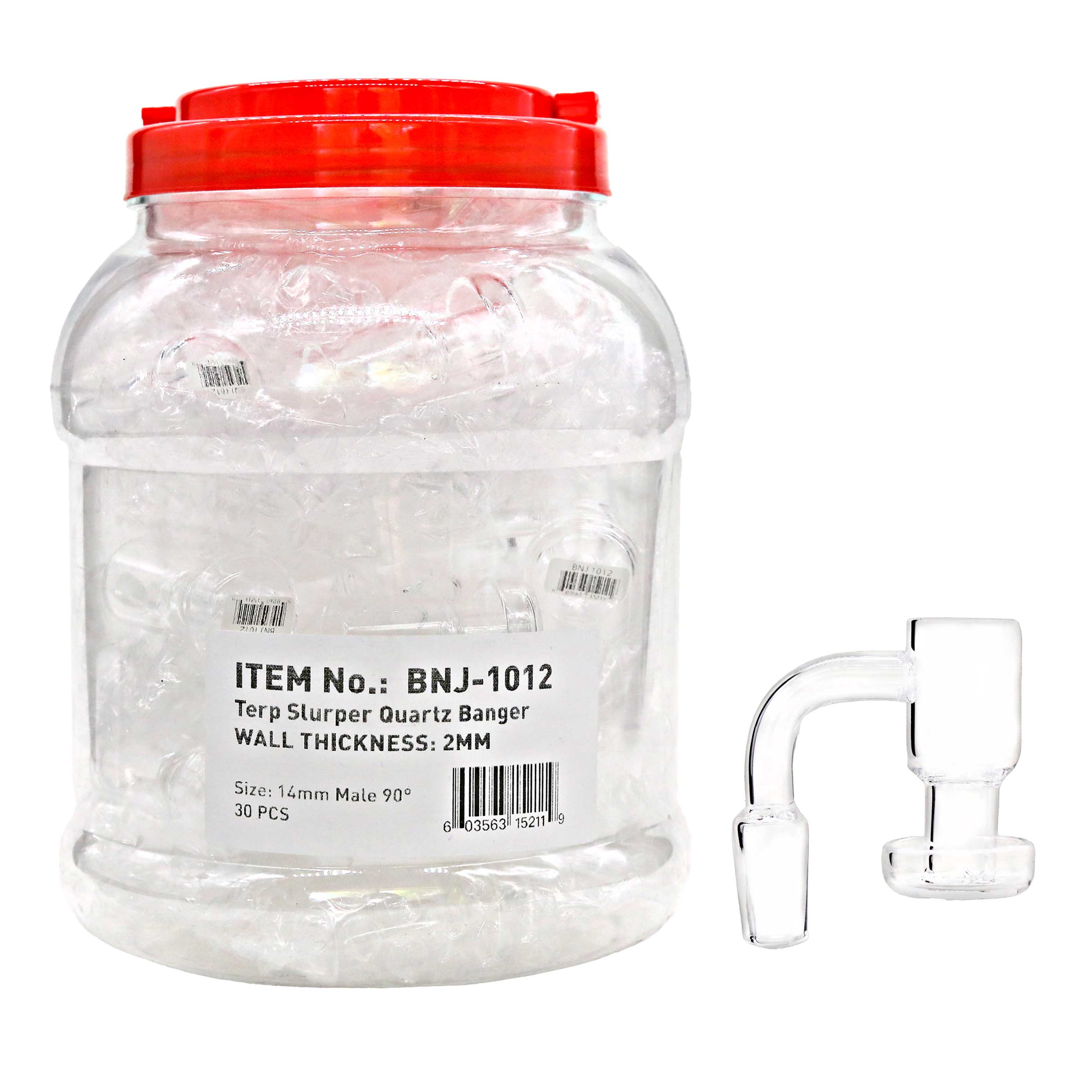 2mm Wall Thickness Terp Slurper 90 Degree Quartz Banger (BNJ-1012) | 14mm | Male | 30 Count Display product image