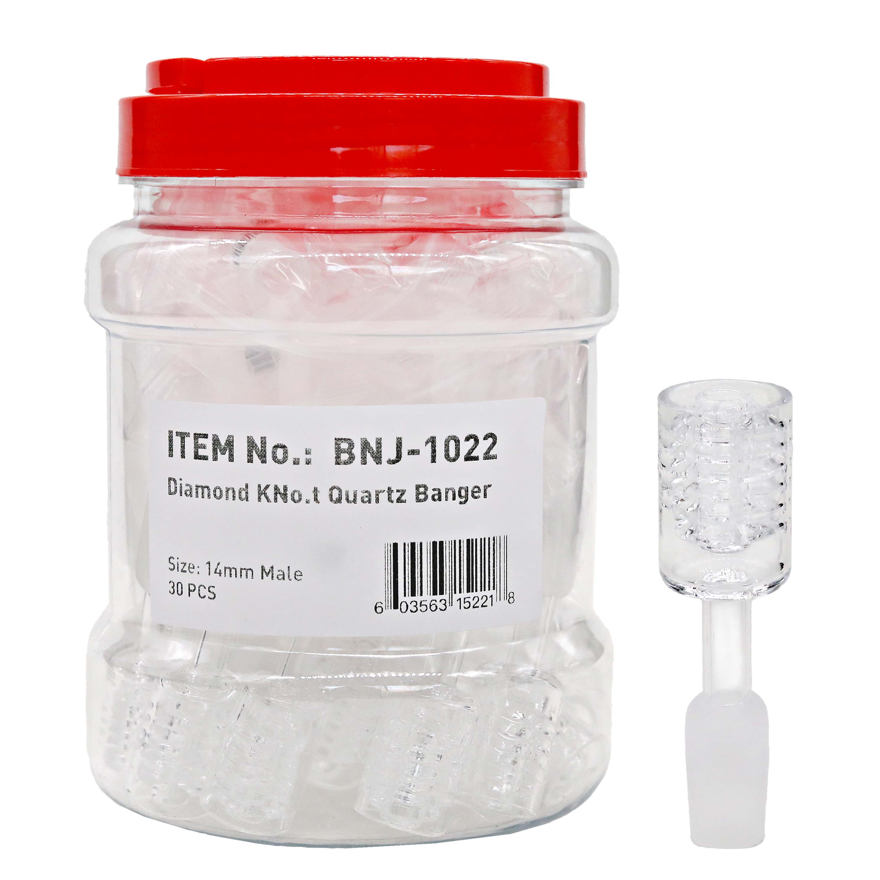 Stack Diamond Knot 90 Degree Quartz Banger (BNJ-1022) | 14mm | Male | 30 Count Display product image