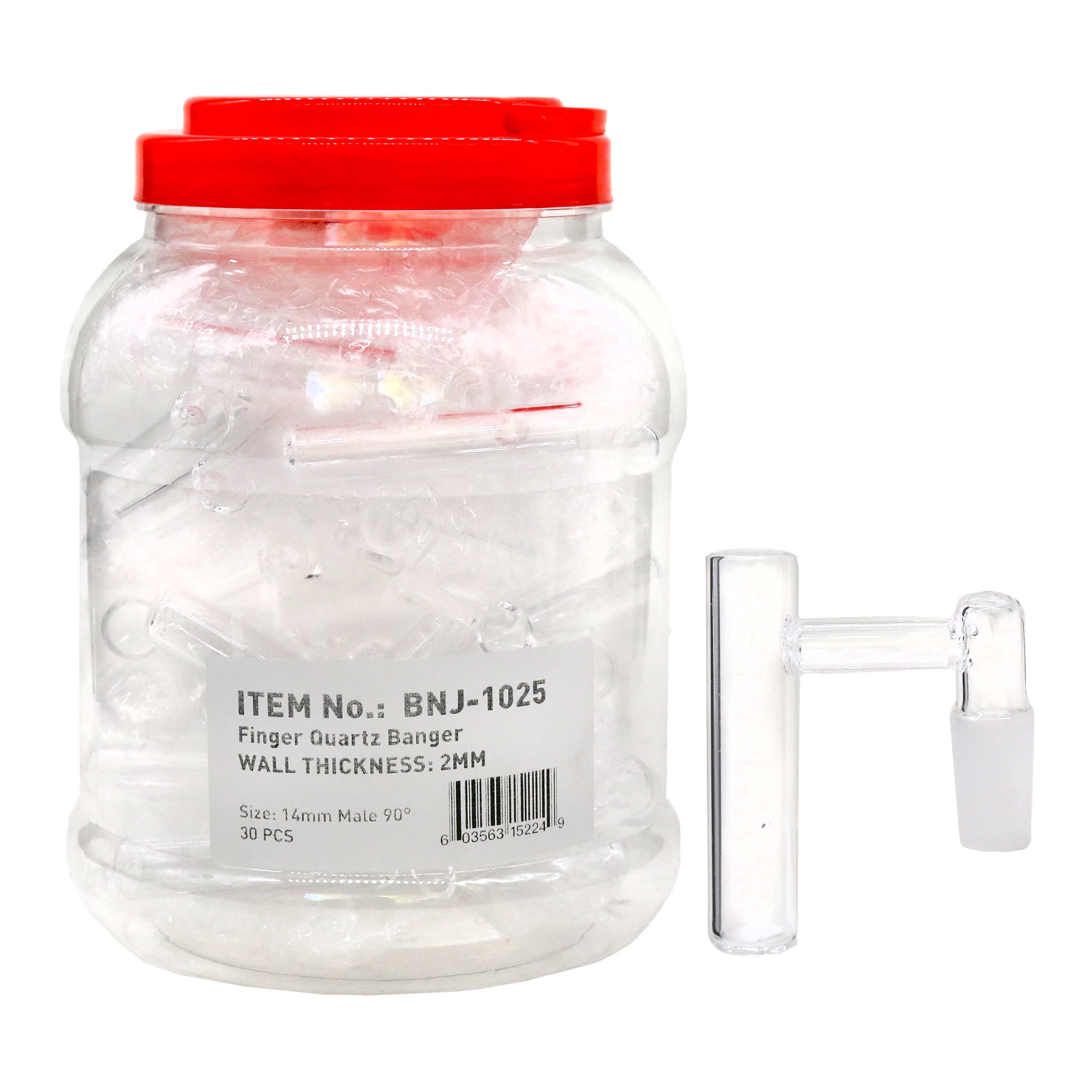 2mm Wall Thickness 90 Degree Finger Quartz Banger (BNJ-1025) | 14mm | Male | 30 Count Display product image