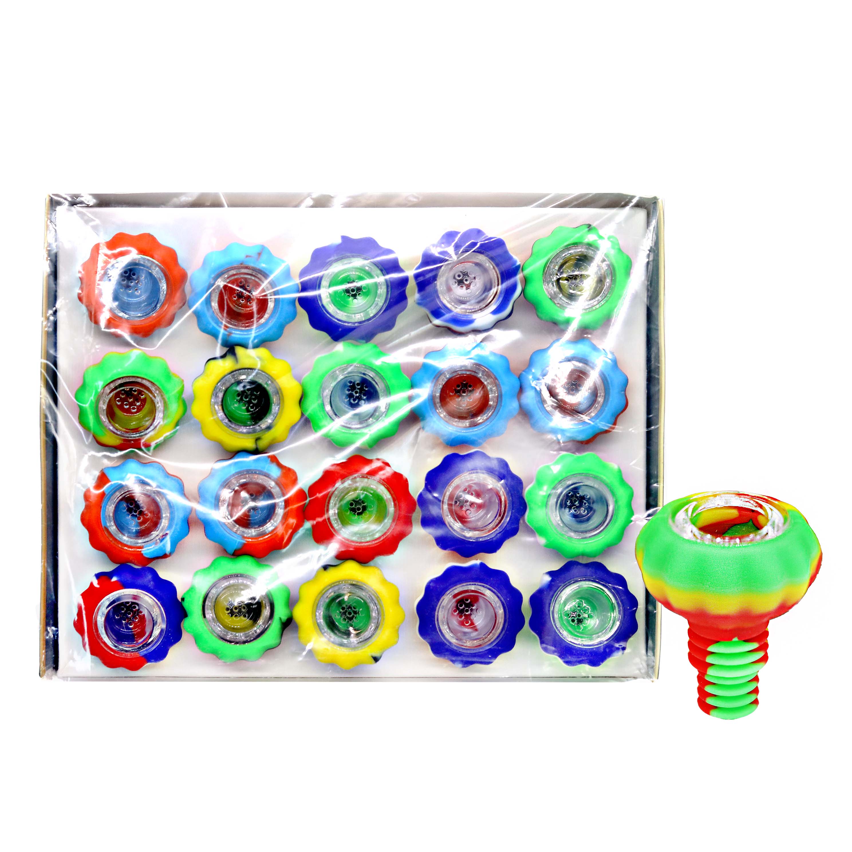 Crown Silicone Bowl (BS15) | 14mm to 18mm | 20 Count Display | Assorted Colors product image