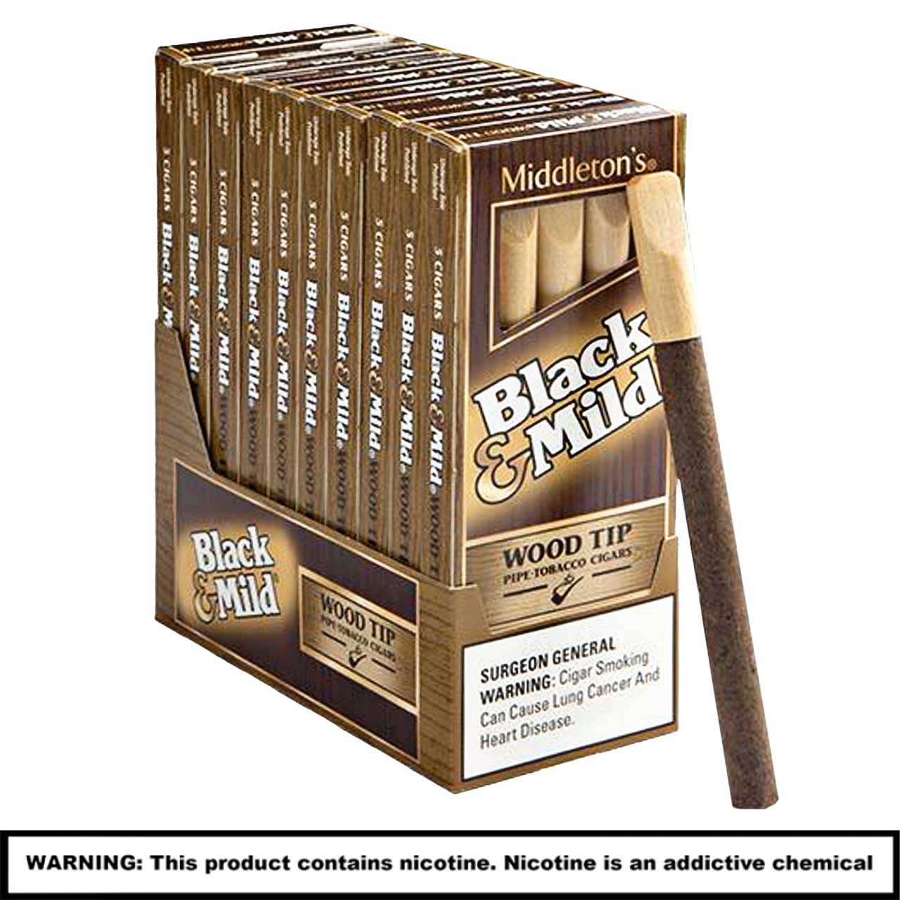 Black & Mild | Cigars Wood Tip | 5 Pack | 10 Count Display product image