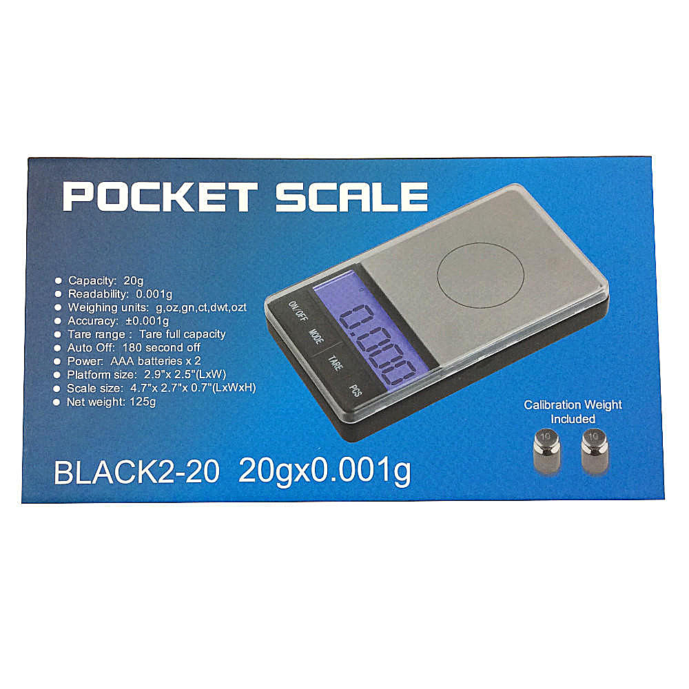 Black Pocket Scale (BLACK2-20) | 20x0.001g product image