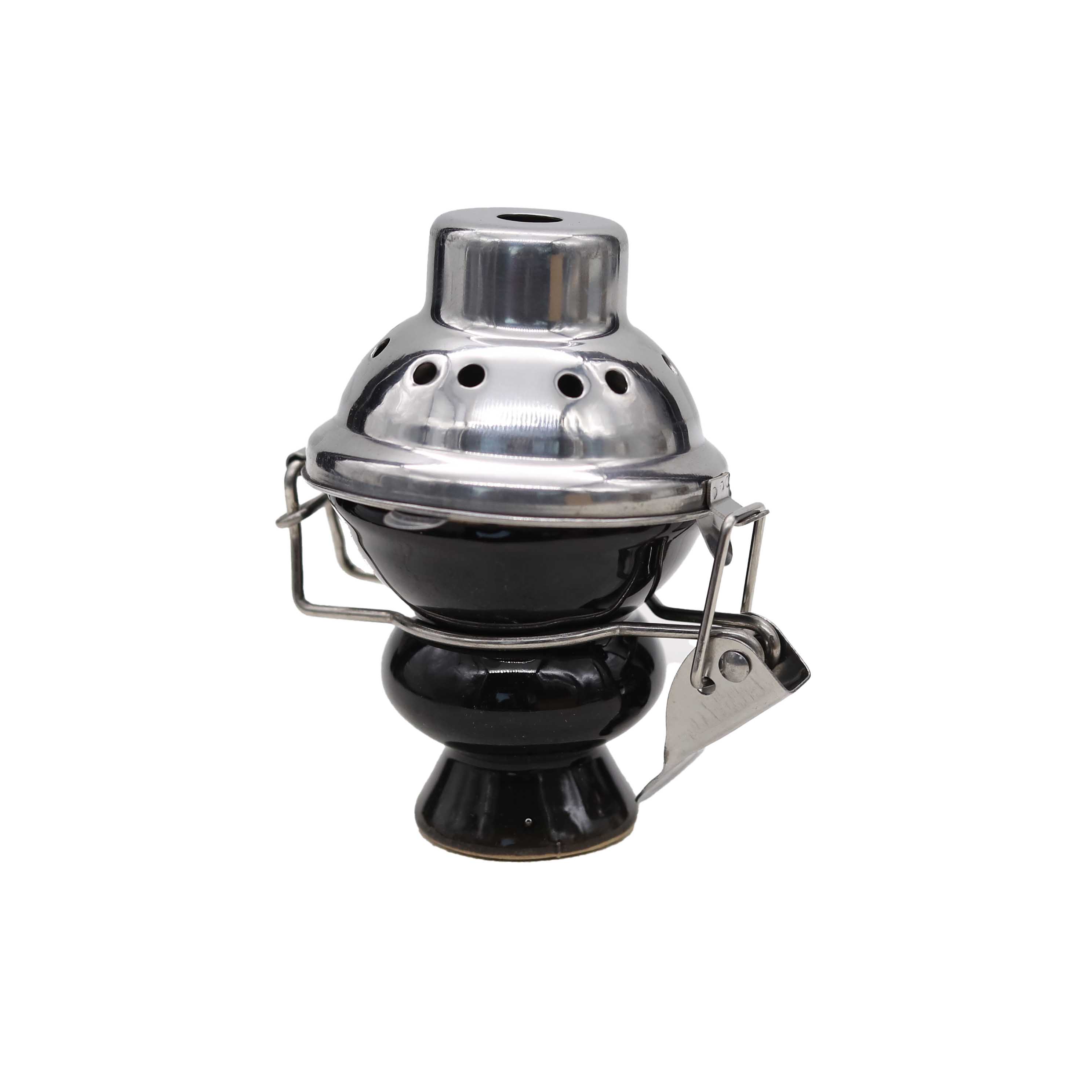 Black Wind Cover Ceramic Base Metal Hookah Bowl (HA10BK) product image