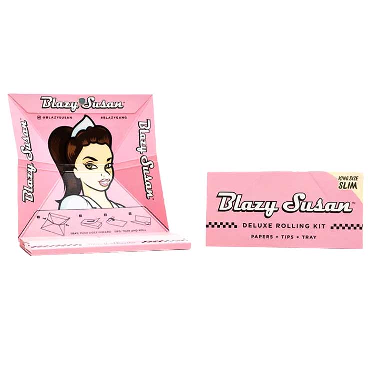 Blazy Susan Deluxe Rolling Kit Papers+Tips+Tray | Pink | 11/4 Size | 20 Count Display product image
