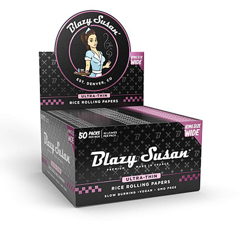 Blazy Susan Black Ultra Thin Rice Rolling Papers | King Size Wide | 50 Pack product image