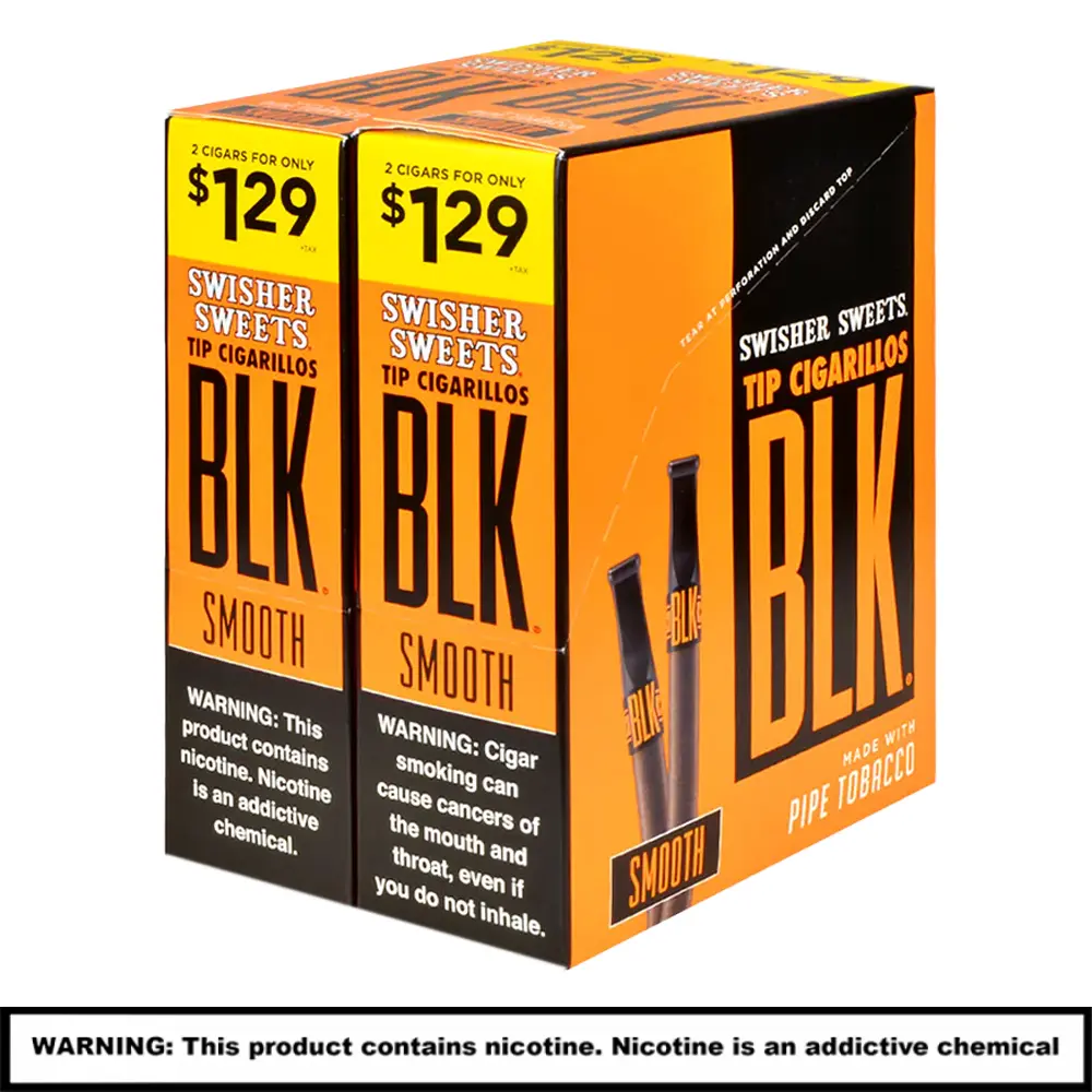 Swisher Sweets Rolled Cigars (2 For $1.29) | 2 Pack | 30 Count Display | BLK Smooth product image