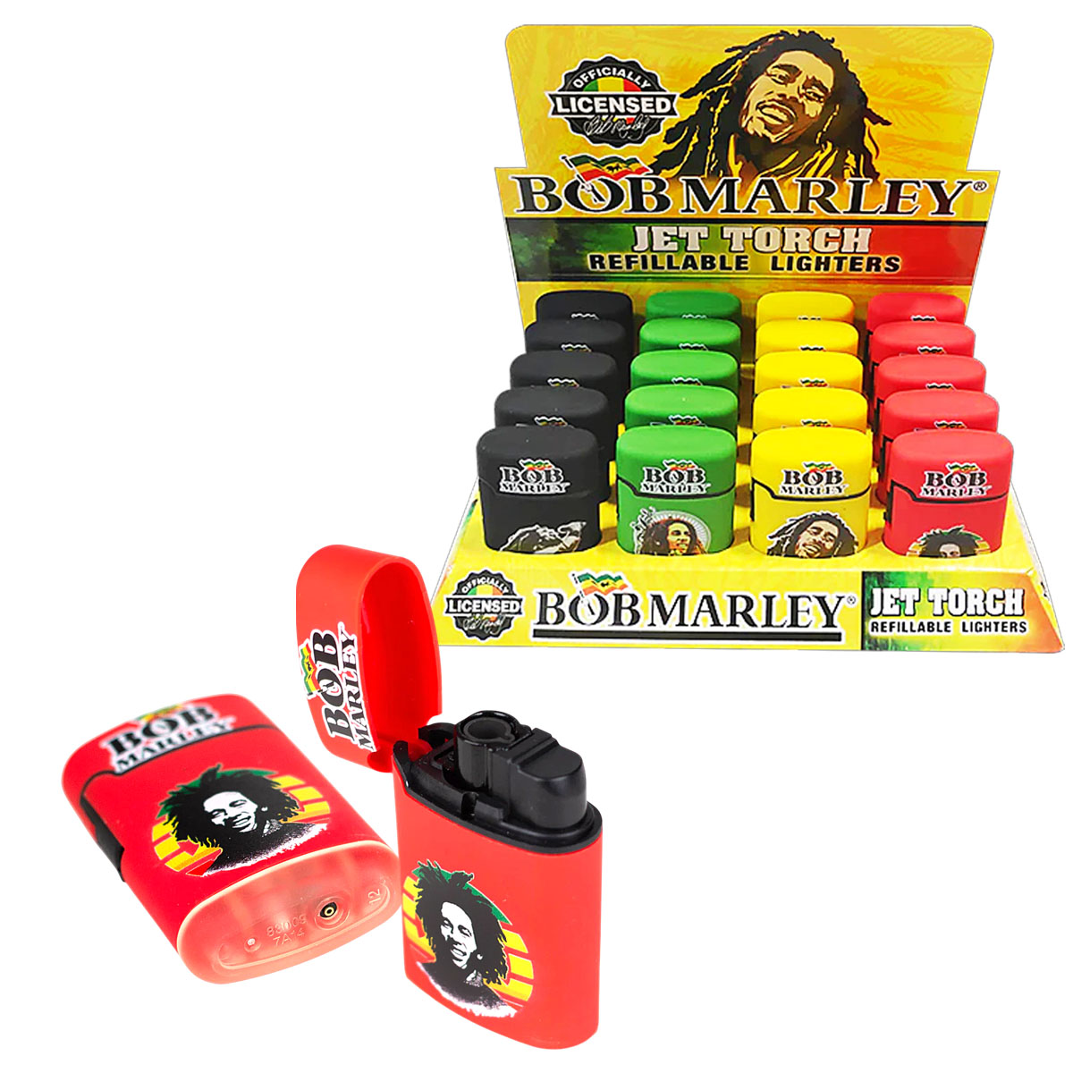 Bob Marley Jet Lighter (BM-LT-301) | 20 Count Display | Assorted Colors product image