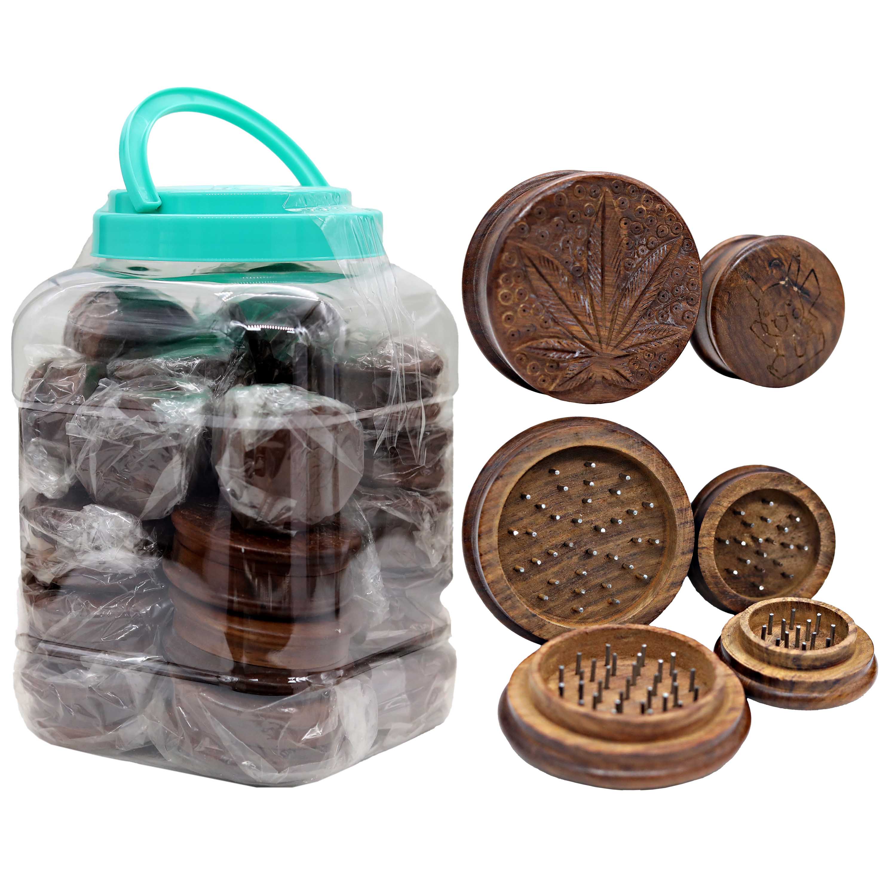 Bob Marley Wooden Finish 2 Part Grinder (40/H8) | 50mm | 24 Count Jar product image