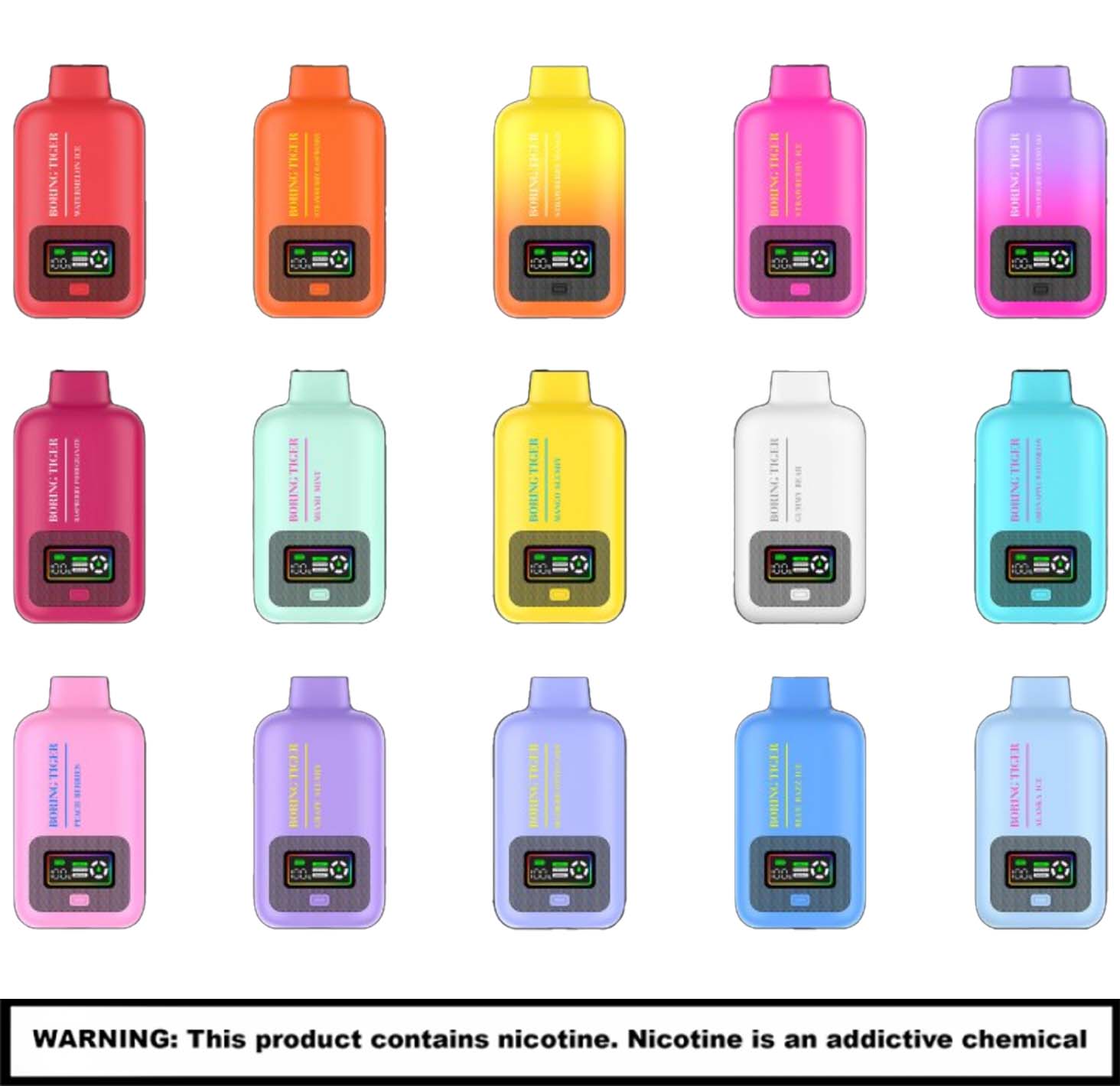 Boring Tiger Rechargable Disposables | 5% Nicotine | 25000 Puffs | 5 Count Display product image