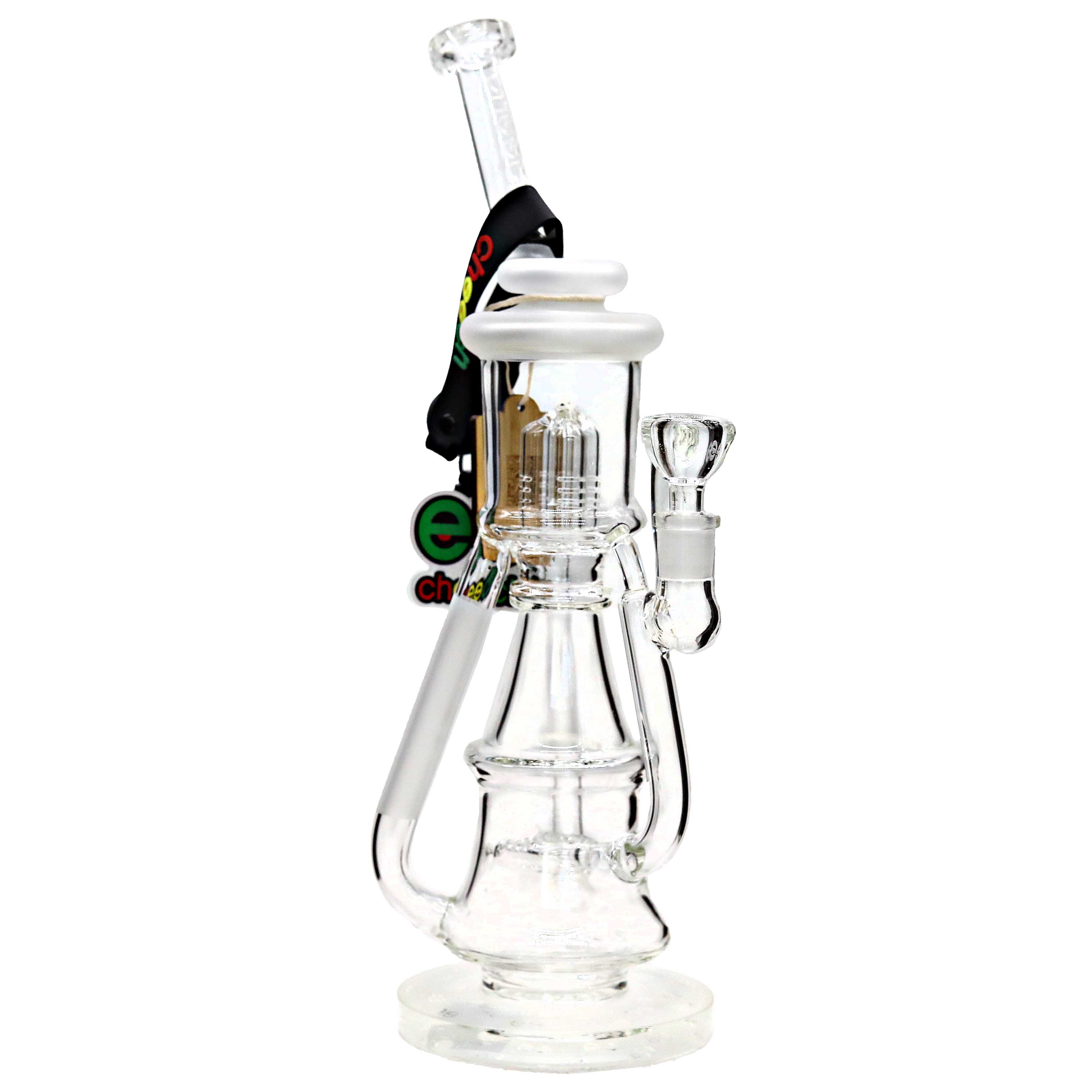 Cheech Frosted Base And Top Tree Arm Perc Recycler Waterpipe (CH-216) | 15 inch  product image