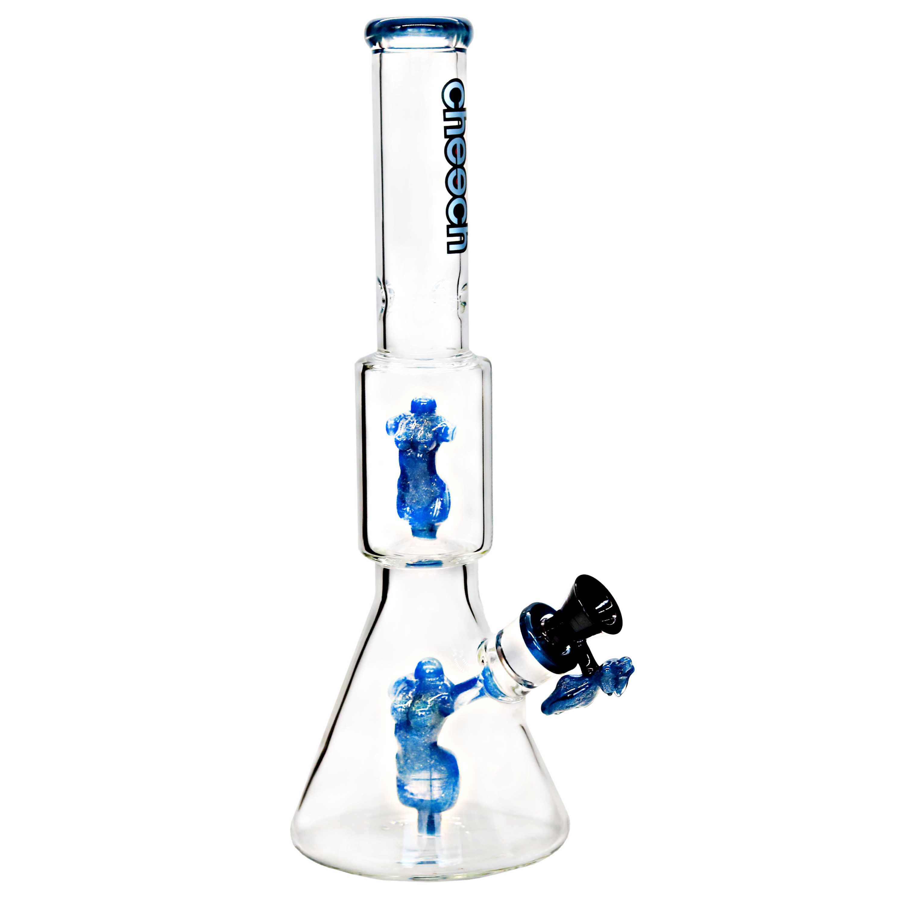Cheech Double Perc With Shimmery Lady figure Heavy Beaker Waterpipe (CH-219) | 18 inch | Assorted Colors product image