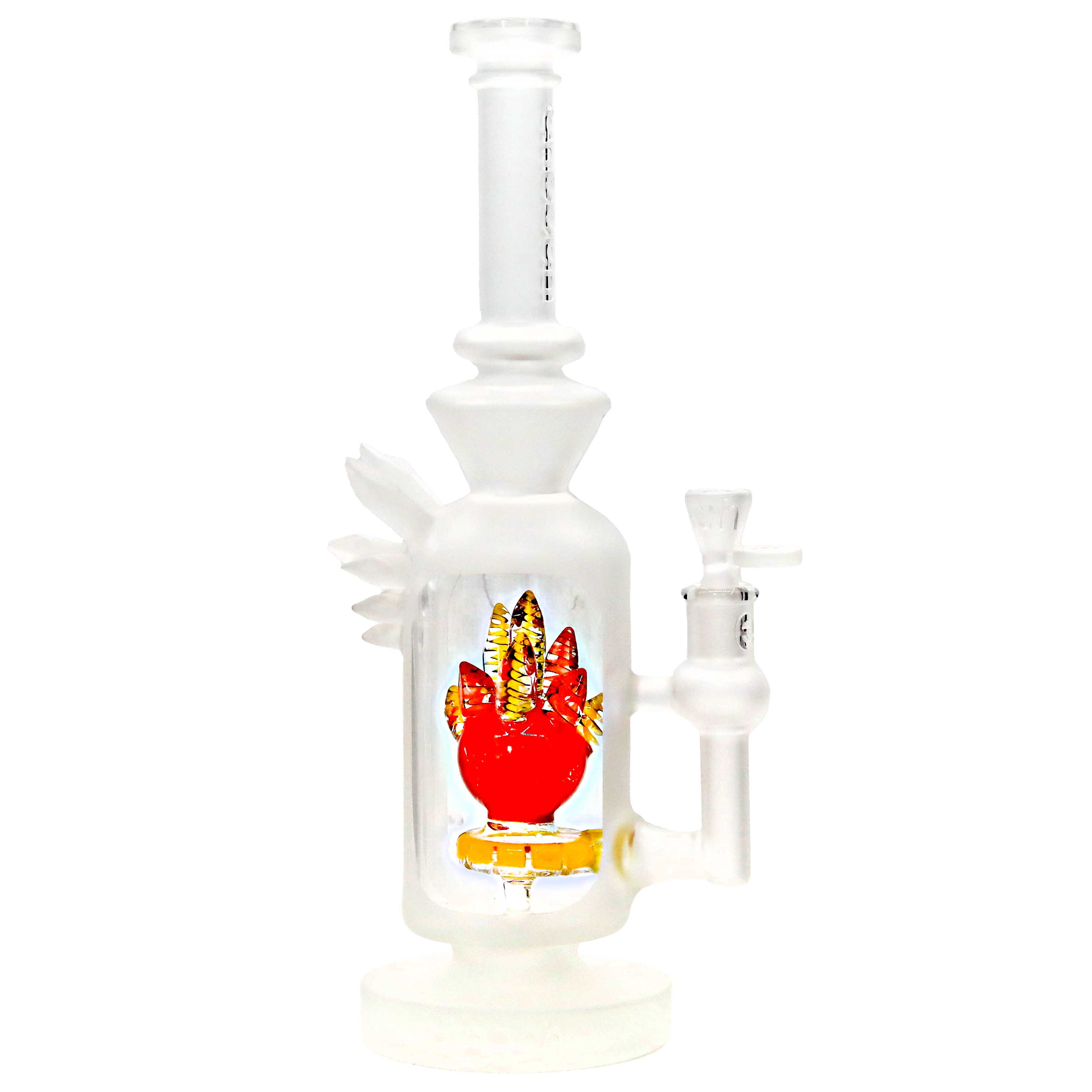 Cheech Frosted Look Cylindrical see Through Flame Perc Staraight Waterpipe (CH-247) | 12 inch product image