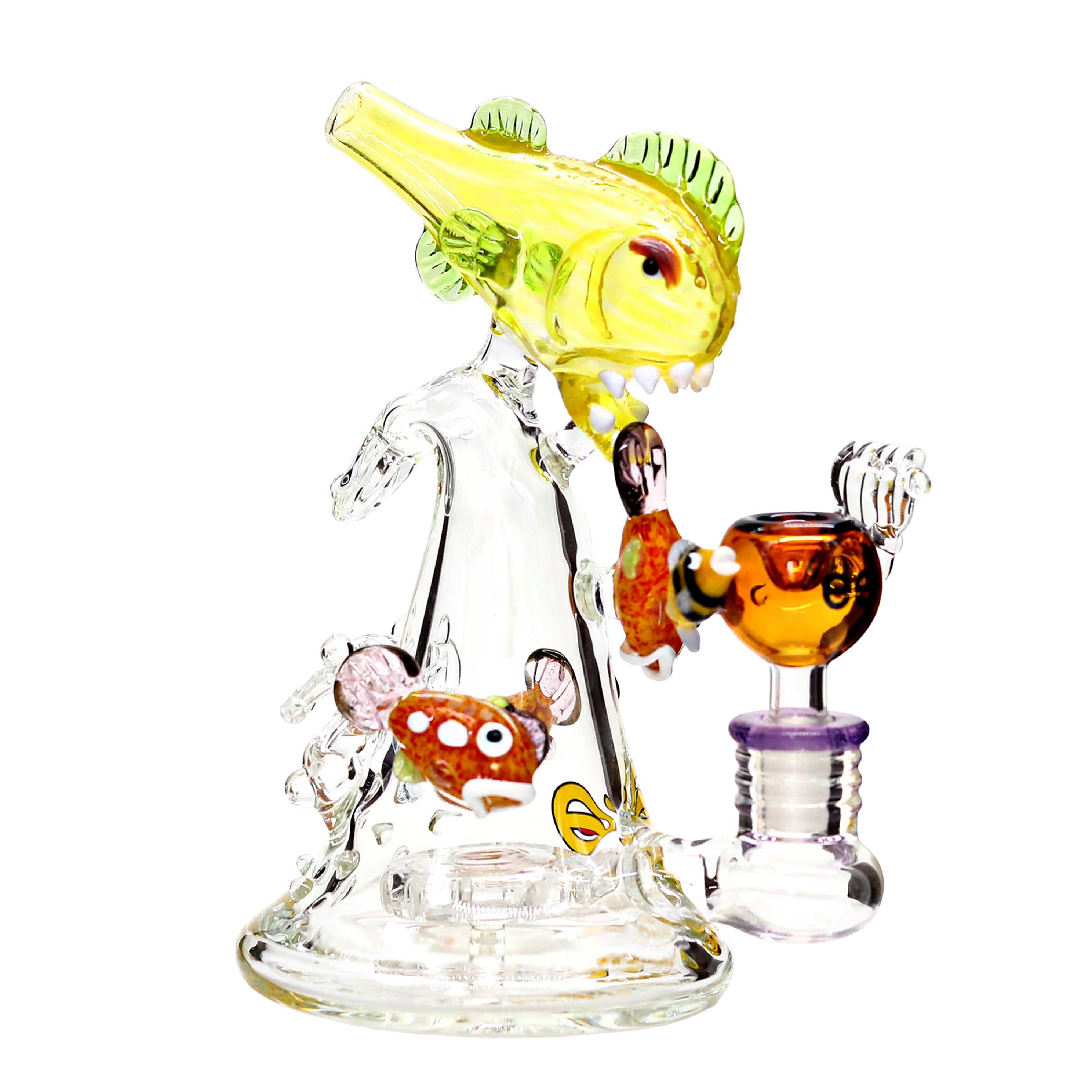 Cheech Pirana Fishes Catching Fishes In waves Waterpipe (CH-266) | 10 inch product image