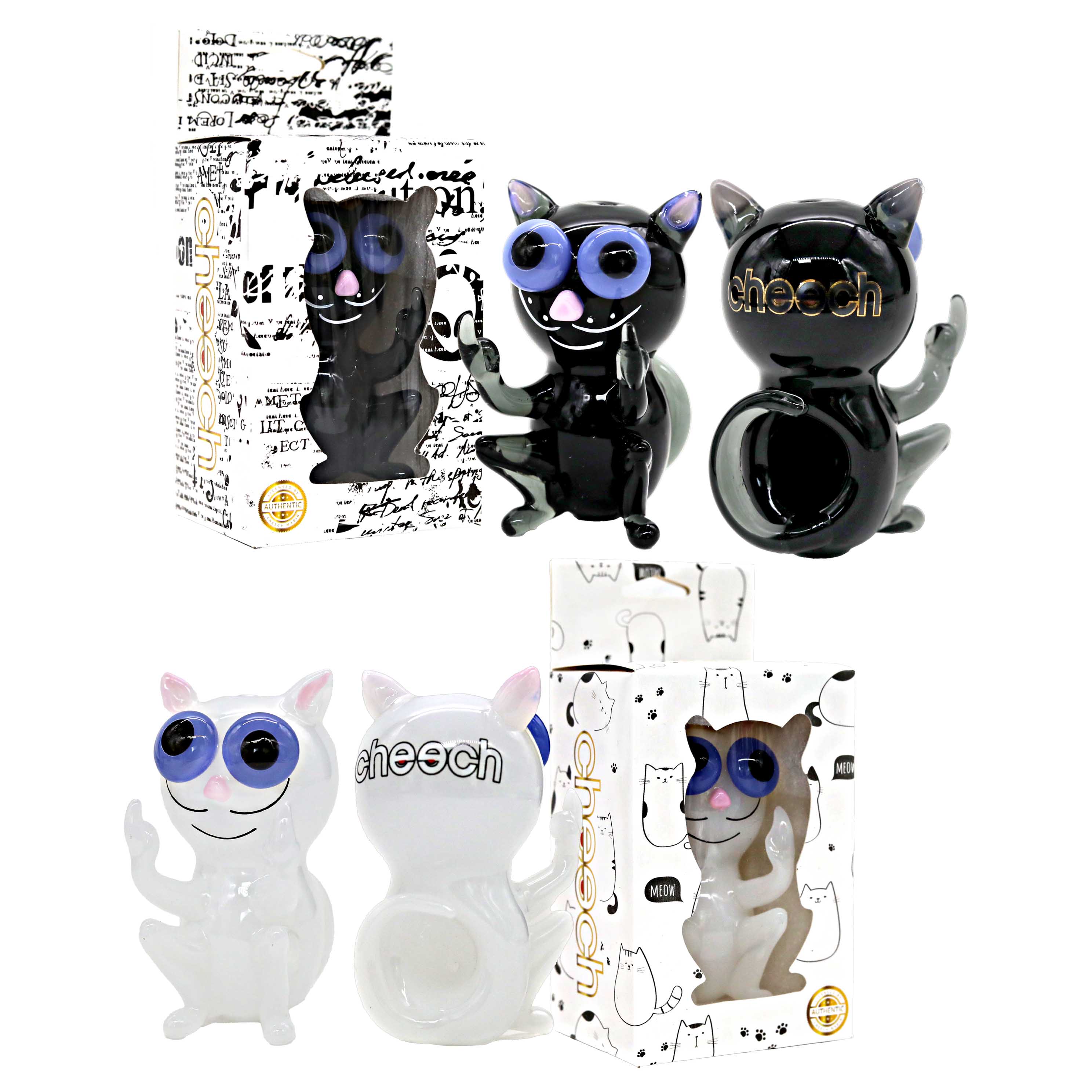 Cheech Full Color Cat With Middle Finger Handpipe (CH-PIPE-168/169) | 4 inch product image