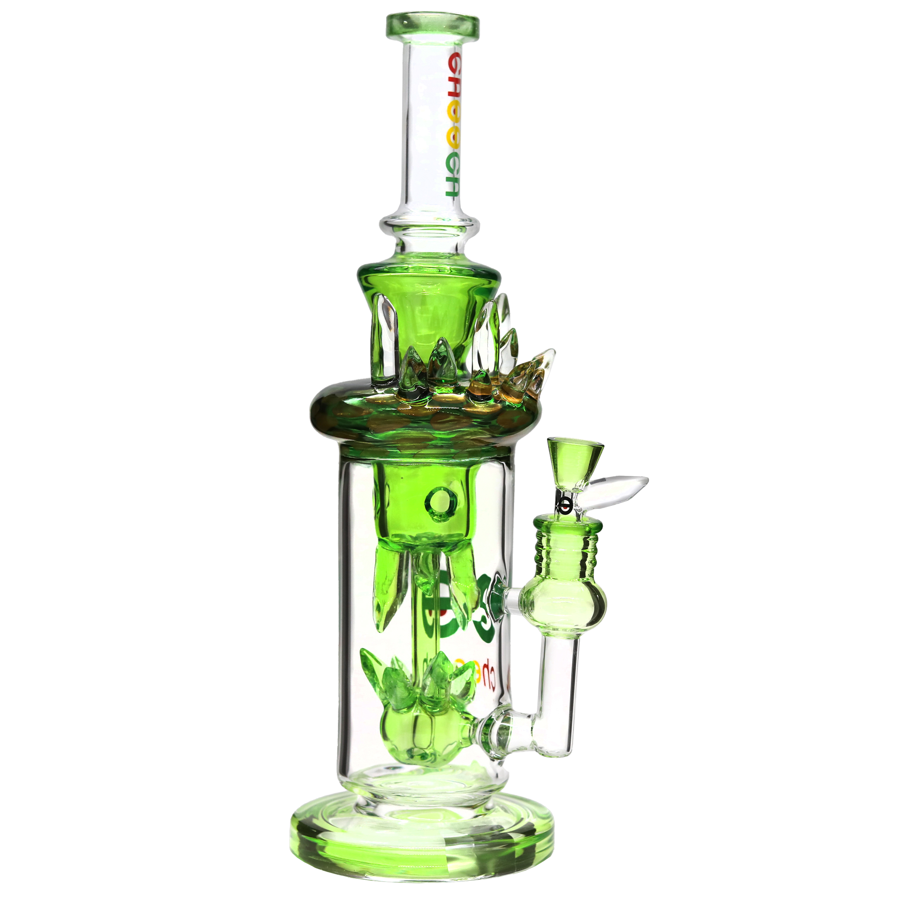 Cheech Top And Bottom Spiked Perc Straight Waterpipe (CHE-243) | 16 inch | Assorted Colors product image