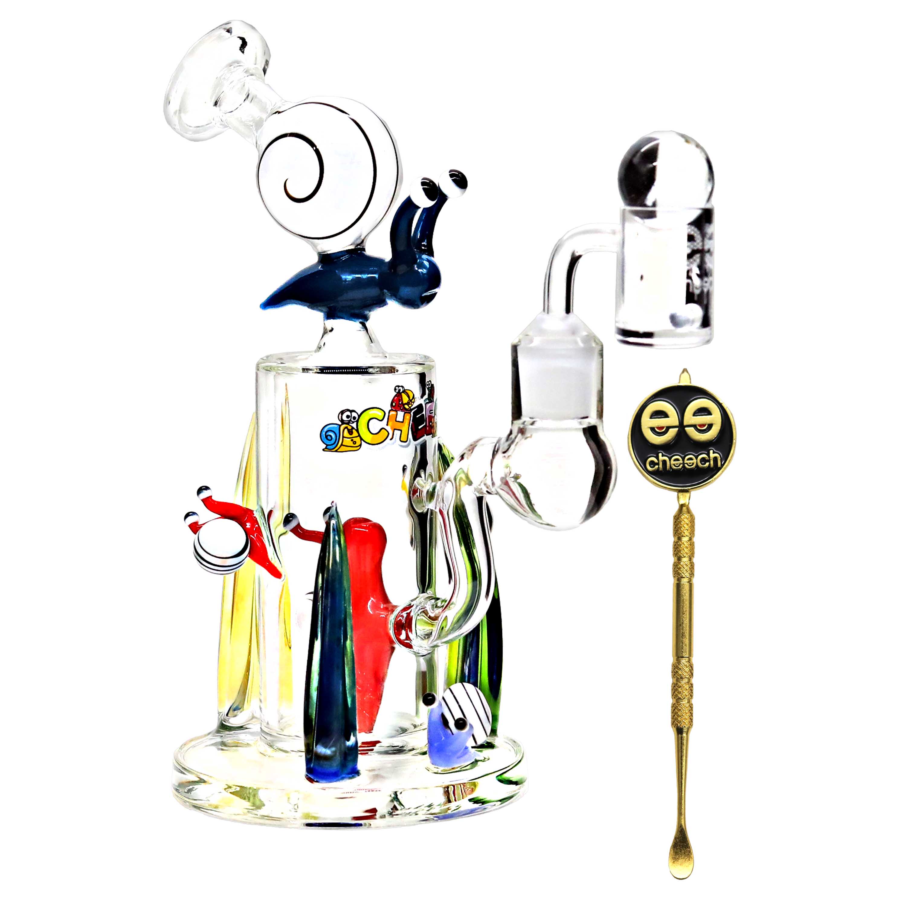 Cheech Snails All Over With snail Perc Cylindrical Waterpipe (CHE-250) | 12 inch | Assorted Colors product image
