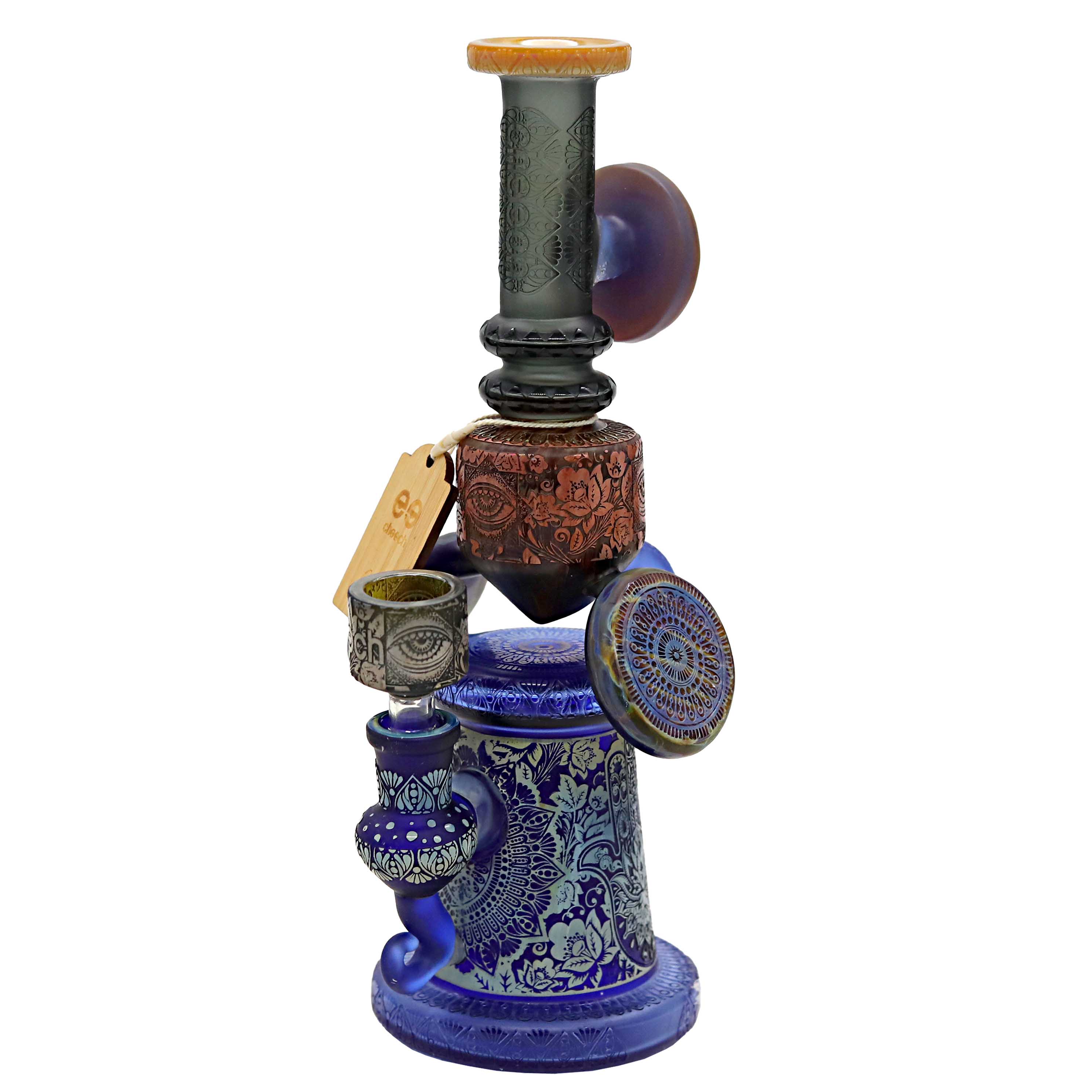 Cheech Evil Eye Antique Designs Glass Shaped Waterpipe (CHE-269) | 12 inch | Assorted Colors product image