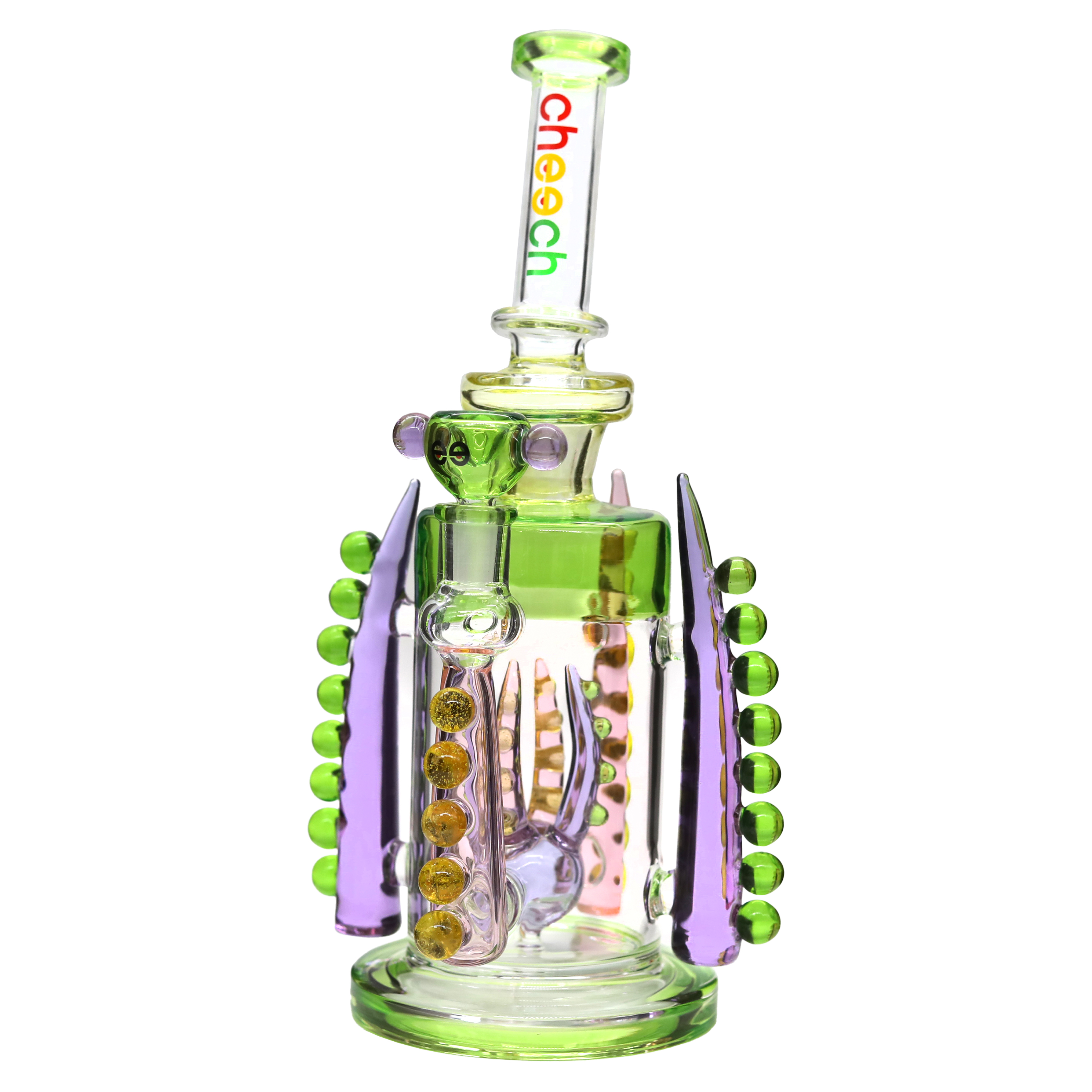 Cheech Multi Color Monster Spiked 4 Sided Tentacle Perc Bent Neck Waterpipe (CHE-281) | 14 inch product image