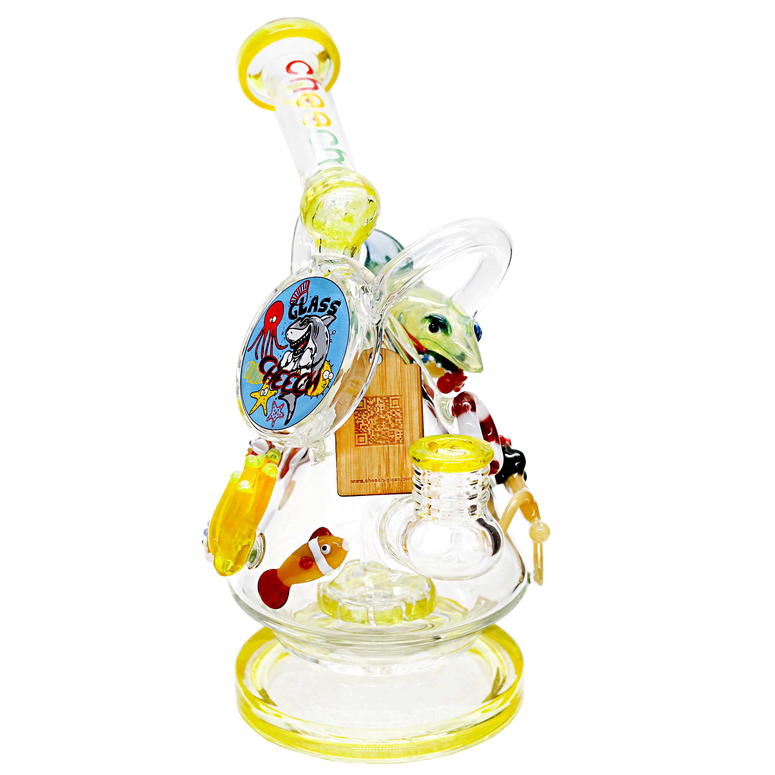 Cheech Shark Attack On Man Cone Shaped Waterpipe (CH-282) | 12 inch | Assorted Colors product image